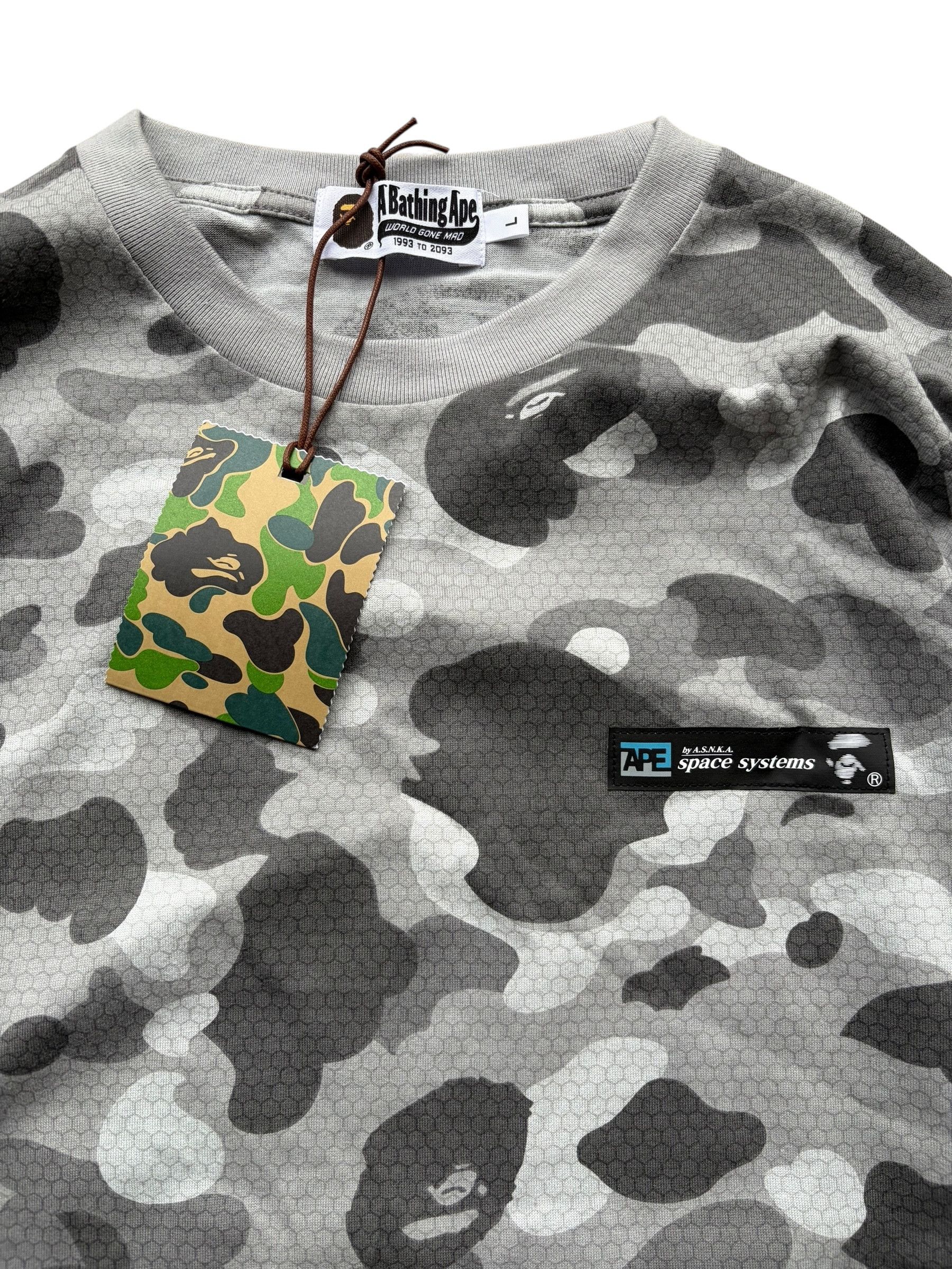 Bape Bape Grey Camo Honeycome Space System Longsleeve T-Shirt Size US L / EU 52-54 / 3 - 3 Thumbnail