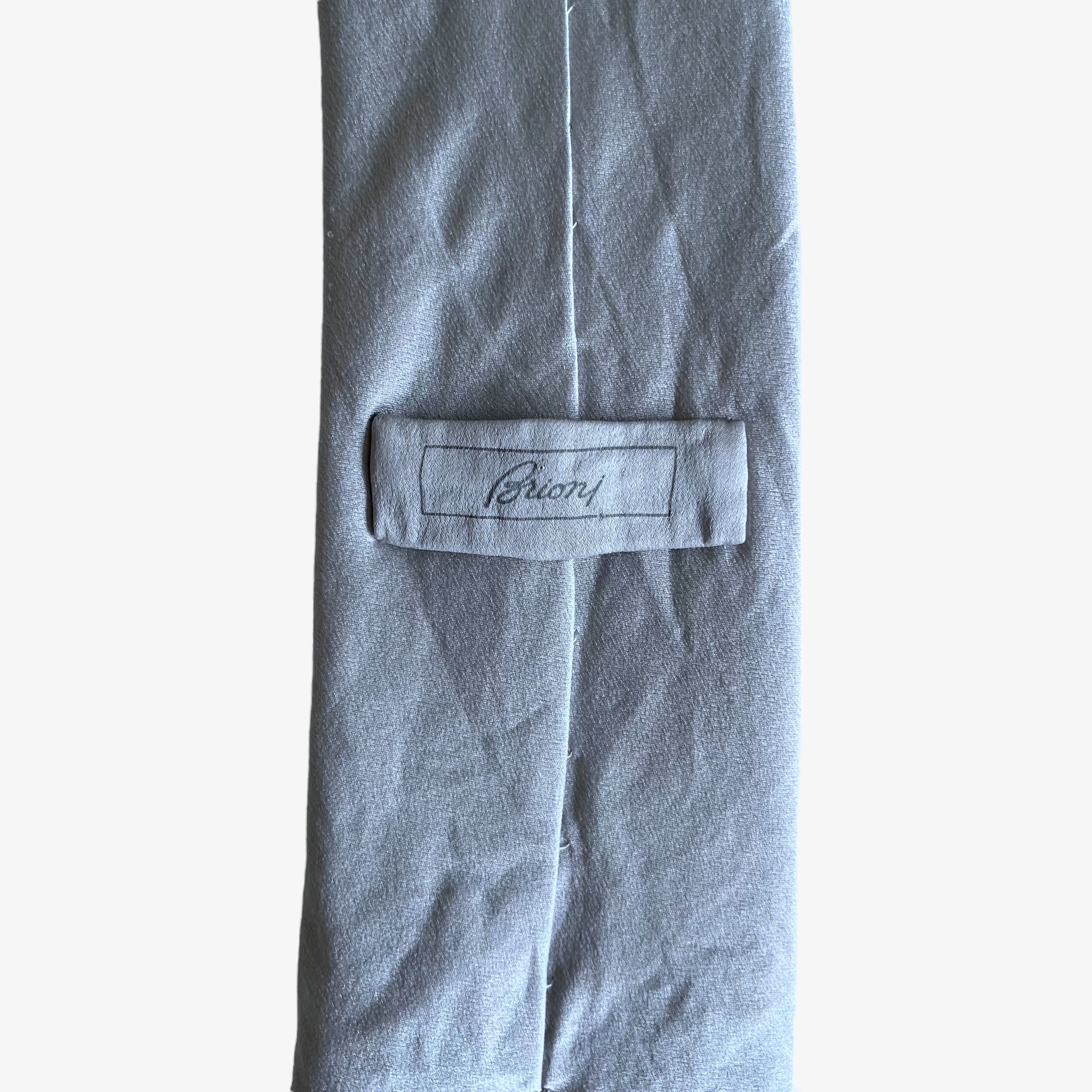 Brioni Vintage 90s Brioni Plain Grey Silver Silk Tie Size ONE SIZE - 2 Thumbnail