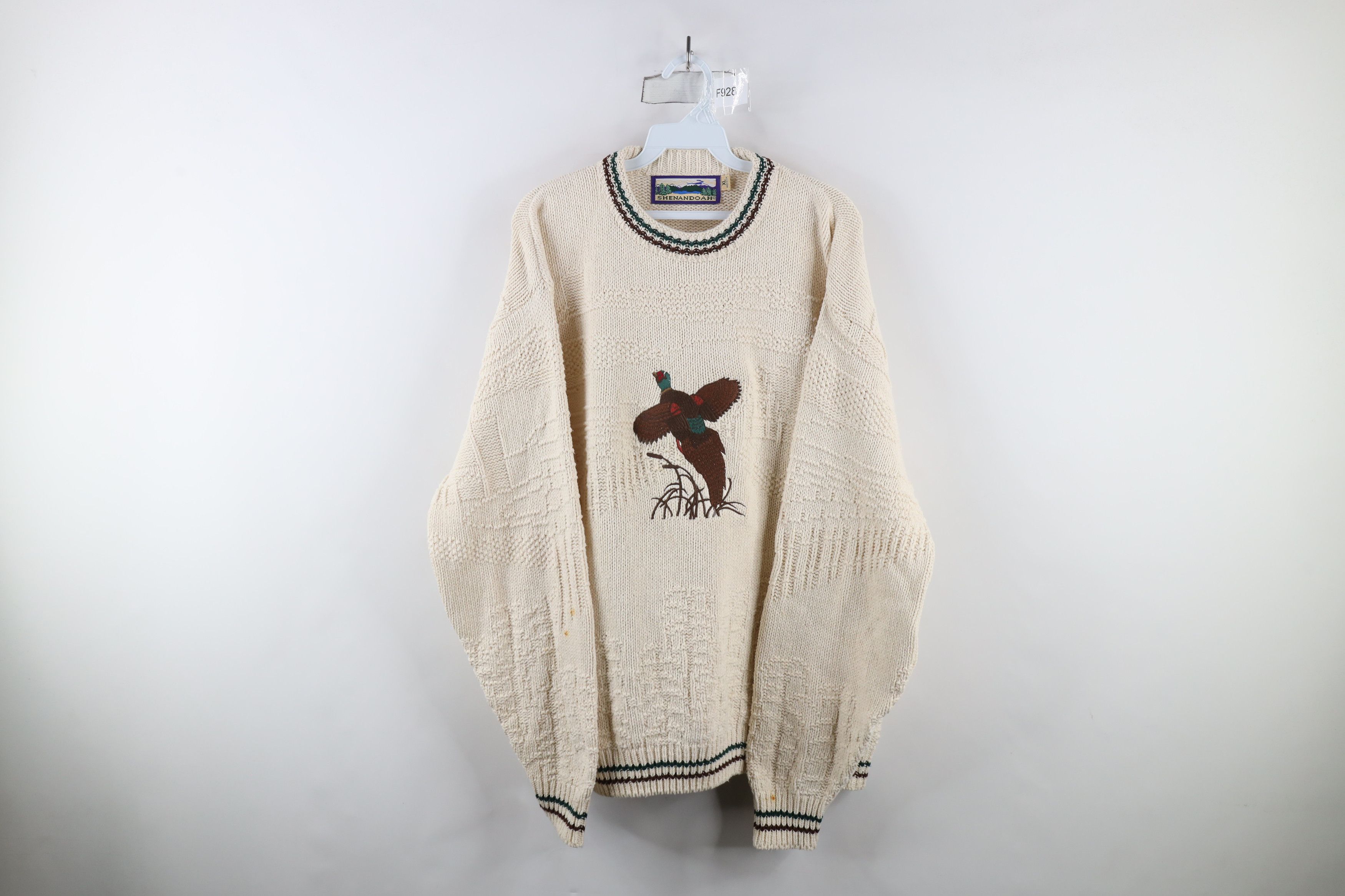 Vintage Vintage 90s Streetwear Cotton Knit Pheasant Bird Sweater USA Size US XL / EU 56 / 4 - 1 Thumbnail