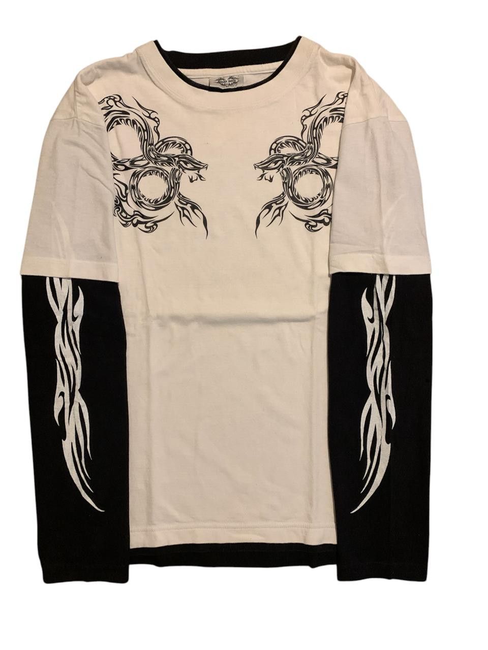 Beauty Beast × If Six Was Nine × Le Grande Bleu (L.G.B.) 2000s Buccet Noise - japanese poem long sleeve double layer Size US M / EU 48-50 / 2 - 3 Thumbnail