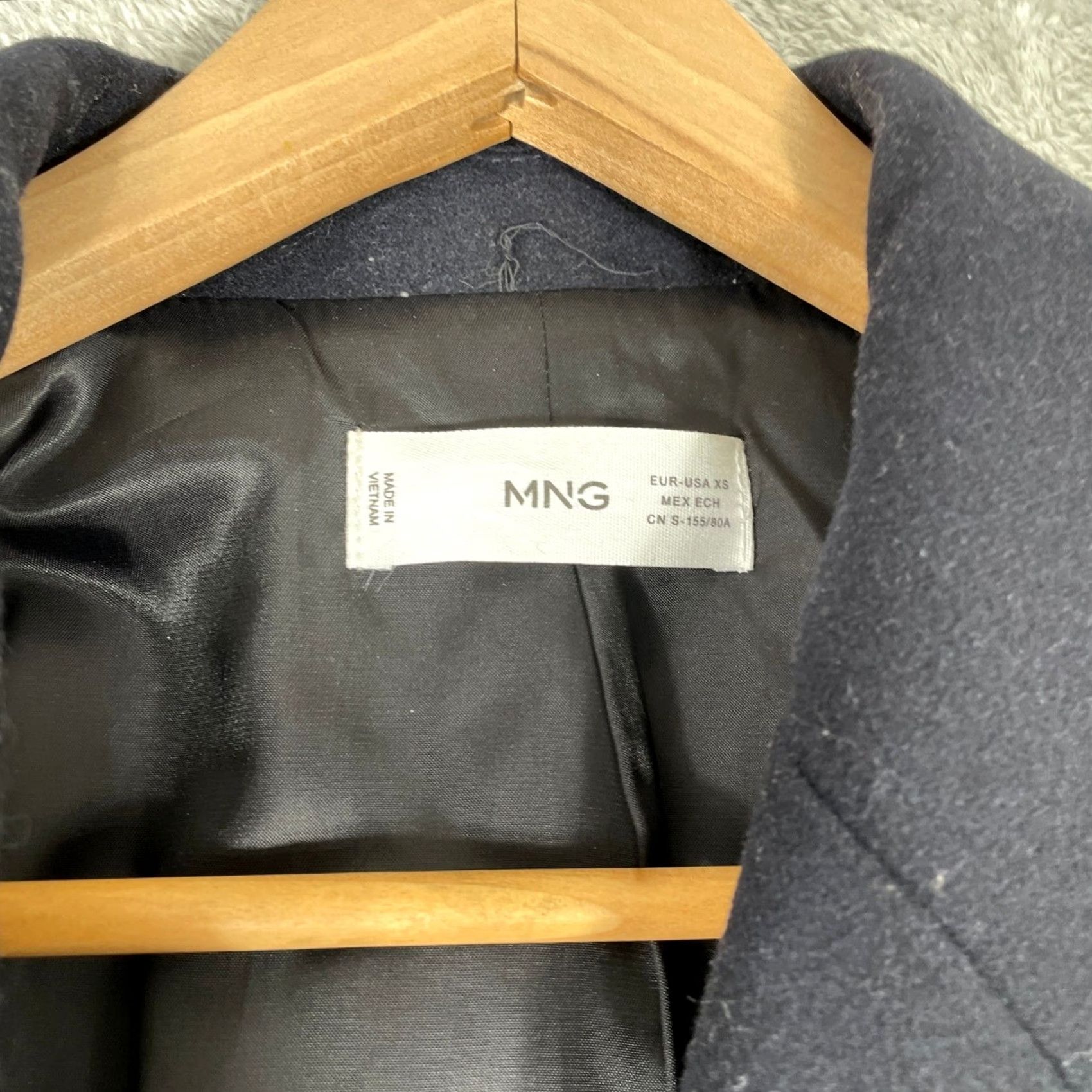 Mango Mango MNG Blazer Womens XS Navy Blue Wool Blend Double Breasted Gold Button Coat Jacket Size XS / US 0-2 / IT 36-38 - 3 Thumbnail
