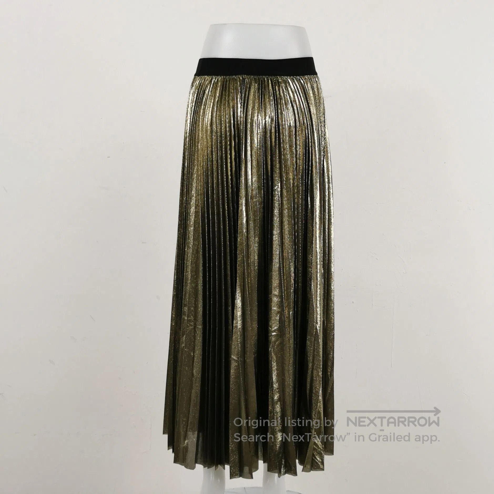 Japanese Brand Metallic Gold Pleated Long Skirt M. Size 28" / US 6 / IT 42 - 1 Thumbnail