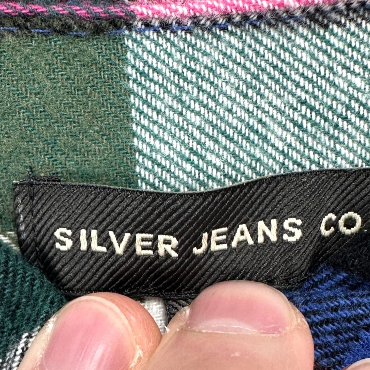 Silver Jeans Co. VINTAGE? No. Silver Jeans Womens Flannel Shirt L Green Blue Plaid Pocket NEW Shirt Womens L Green Plaid Pocket NEW Size L / US 10 / IT 46 - 5 Thumbnail
