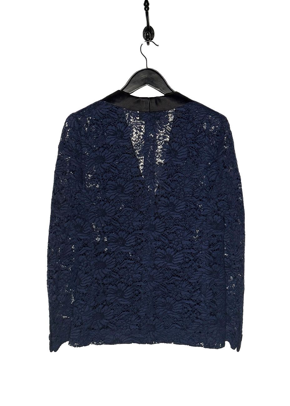 Gucci Gucci Navy Blue Lace Satin Tuxedo Lapel Blazer Size M / US 6-8 / IT 42-44 - 4 Thumbnail