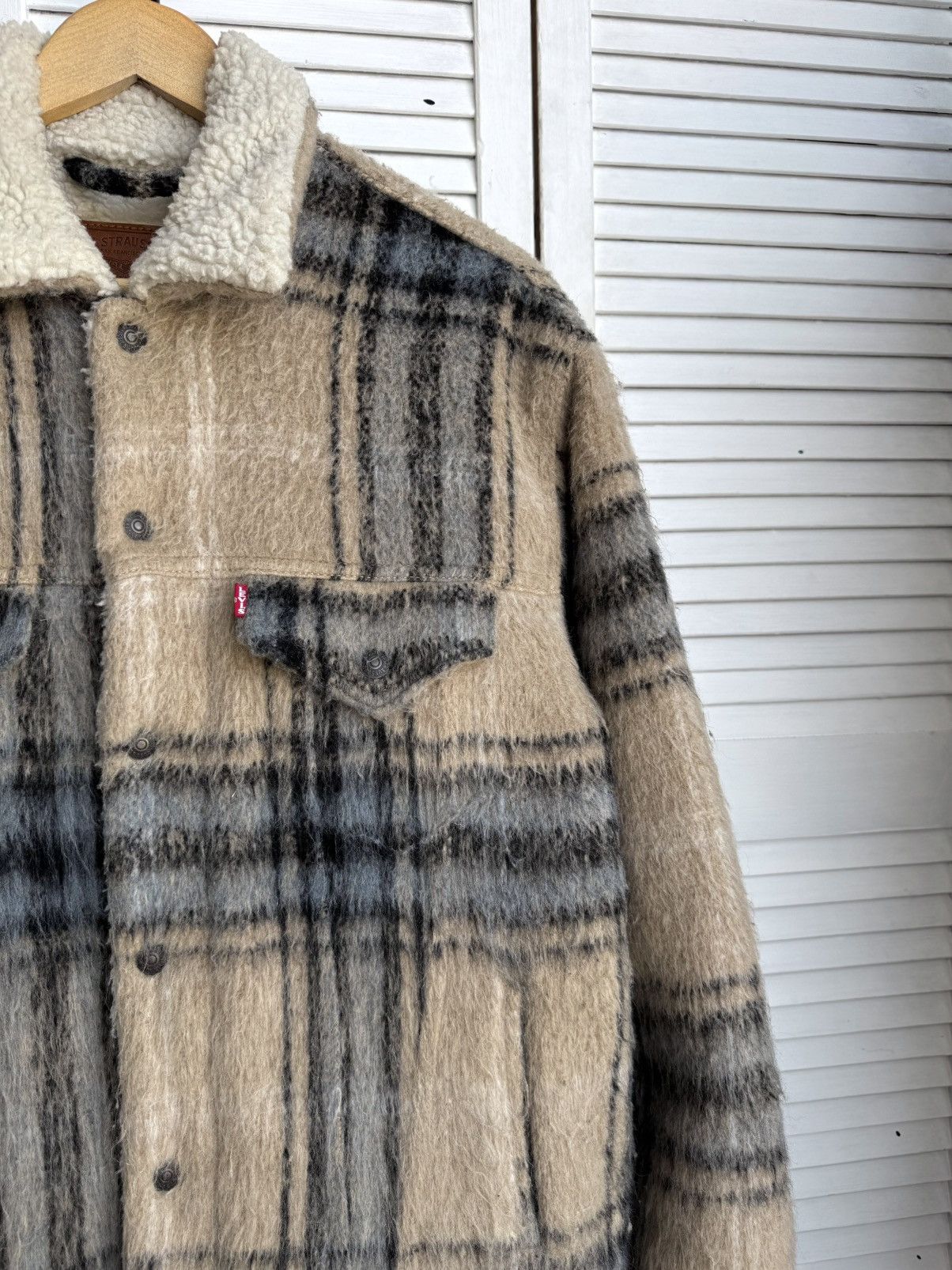 Levi's Levi’s Premium Vintage Fit Sherpa Trucker Jacket Plaid Wool Size US M / EU 48-50 / 2 - 6 Thumbnail