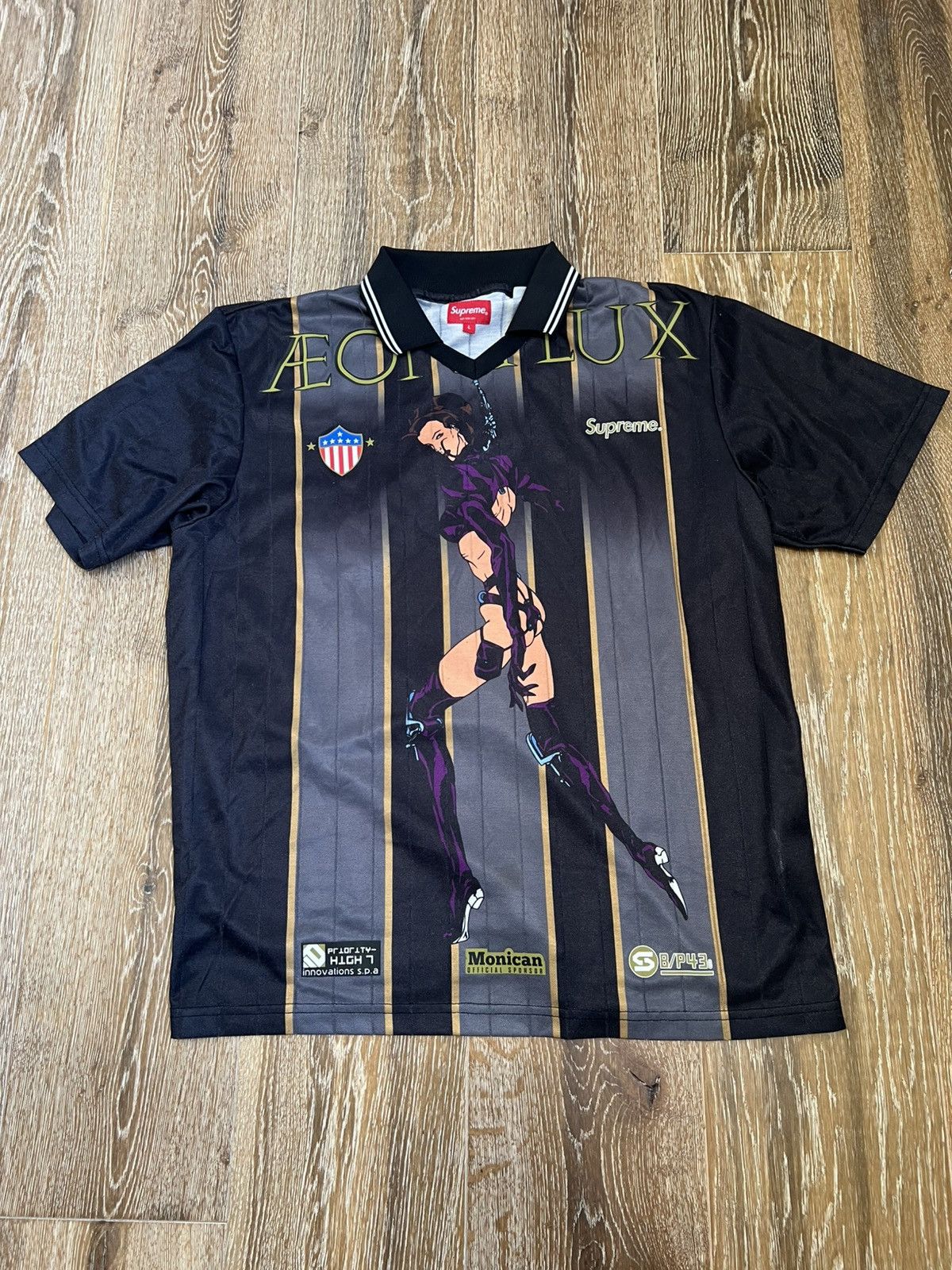 Supreme Supreme x Nike Jewel Stripe Soccer Jersey 'Black' | Grailed