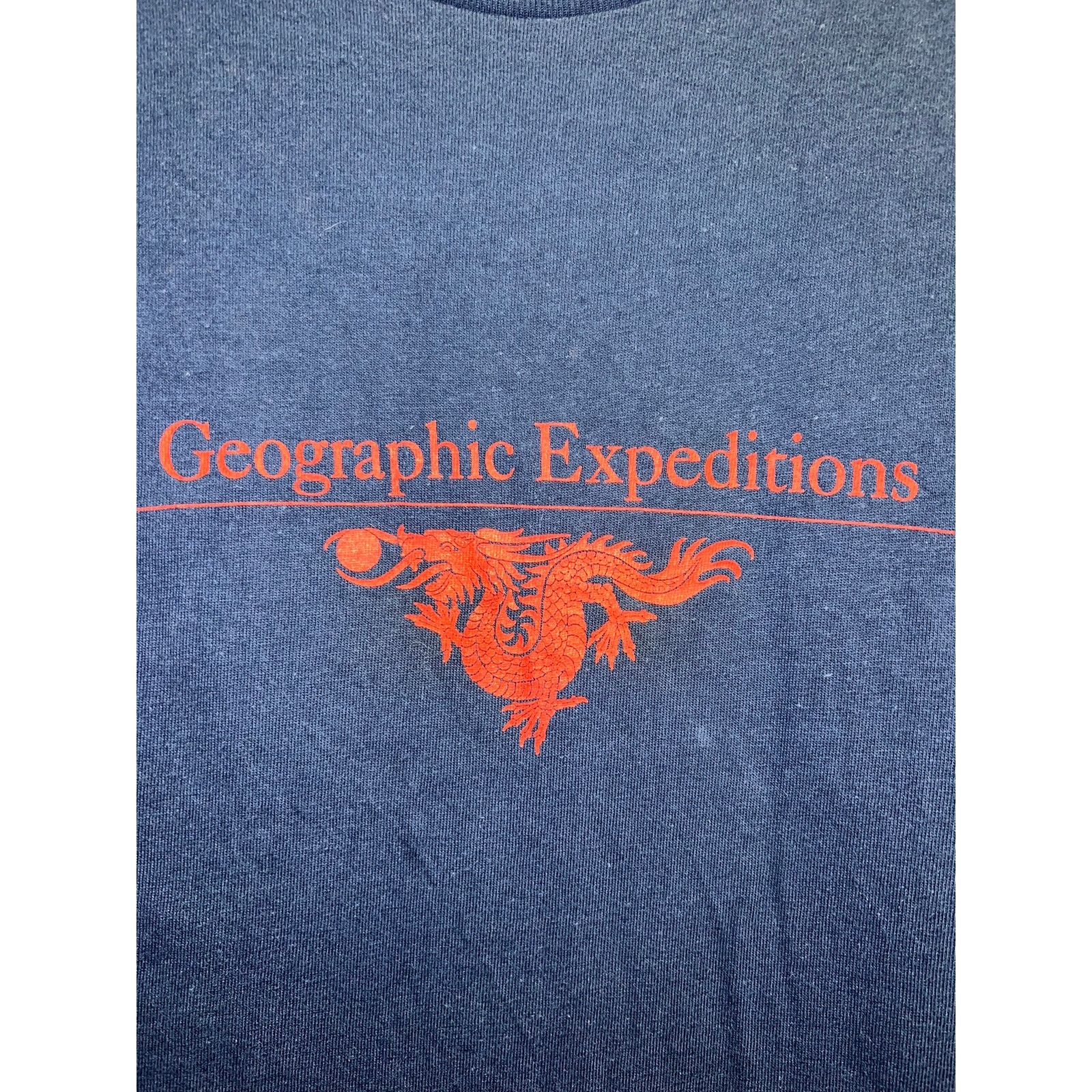 Hanes Vintage Dragon Shirt Geographic Expeditons Blue Tee 90s XL Size US XL / EU 56 / 4 - 4 Thumbnail