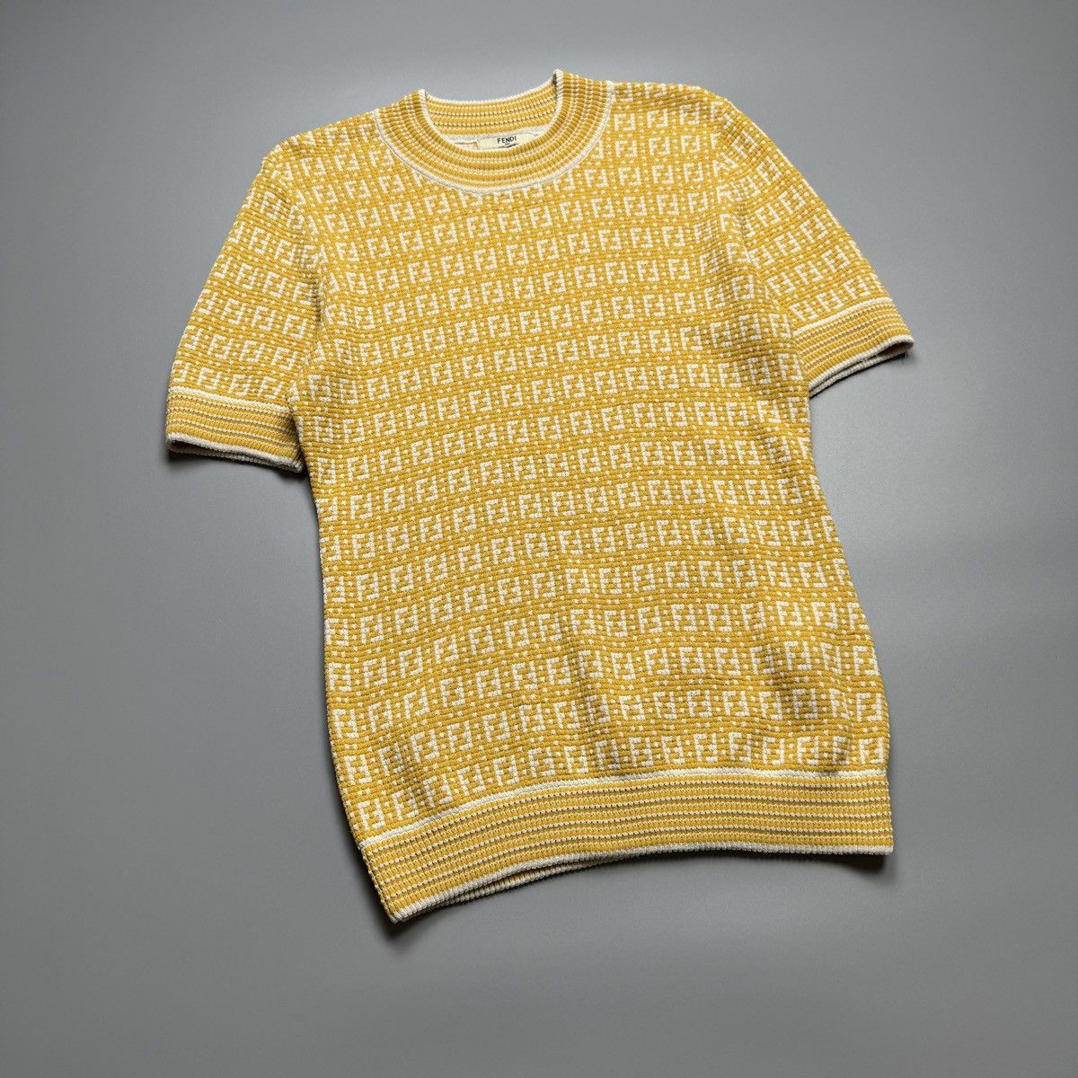 Fendi Fendi - FF Motif Knitted Yellow Blouse Size XS / US 0-2 / IT 36-38 - 4 Thumbnail