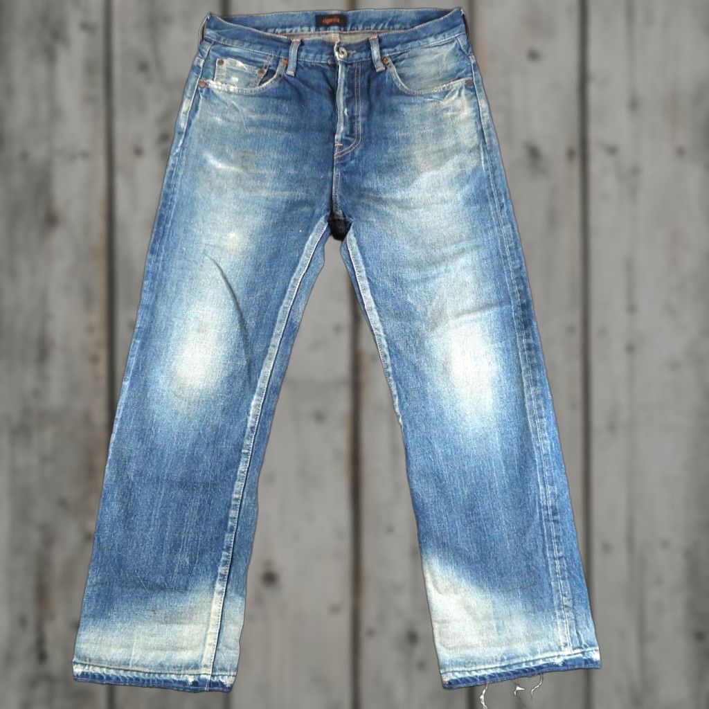Chimala Chimala Men's Straight Jeans 31x26.25 Medium Wash Blue Distressed Denim Japan Size US 31 - 1 Thumbnail