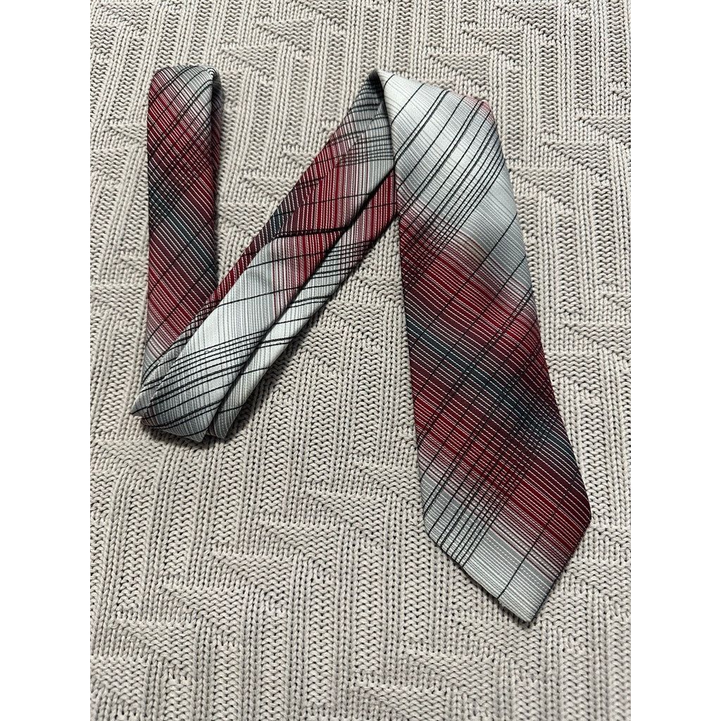 Vintage Vintage Michelle red and silver plaid tie Size ONE SIZE - 1 Thumbnail