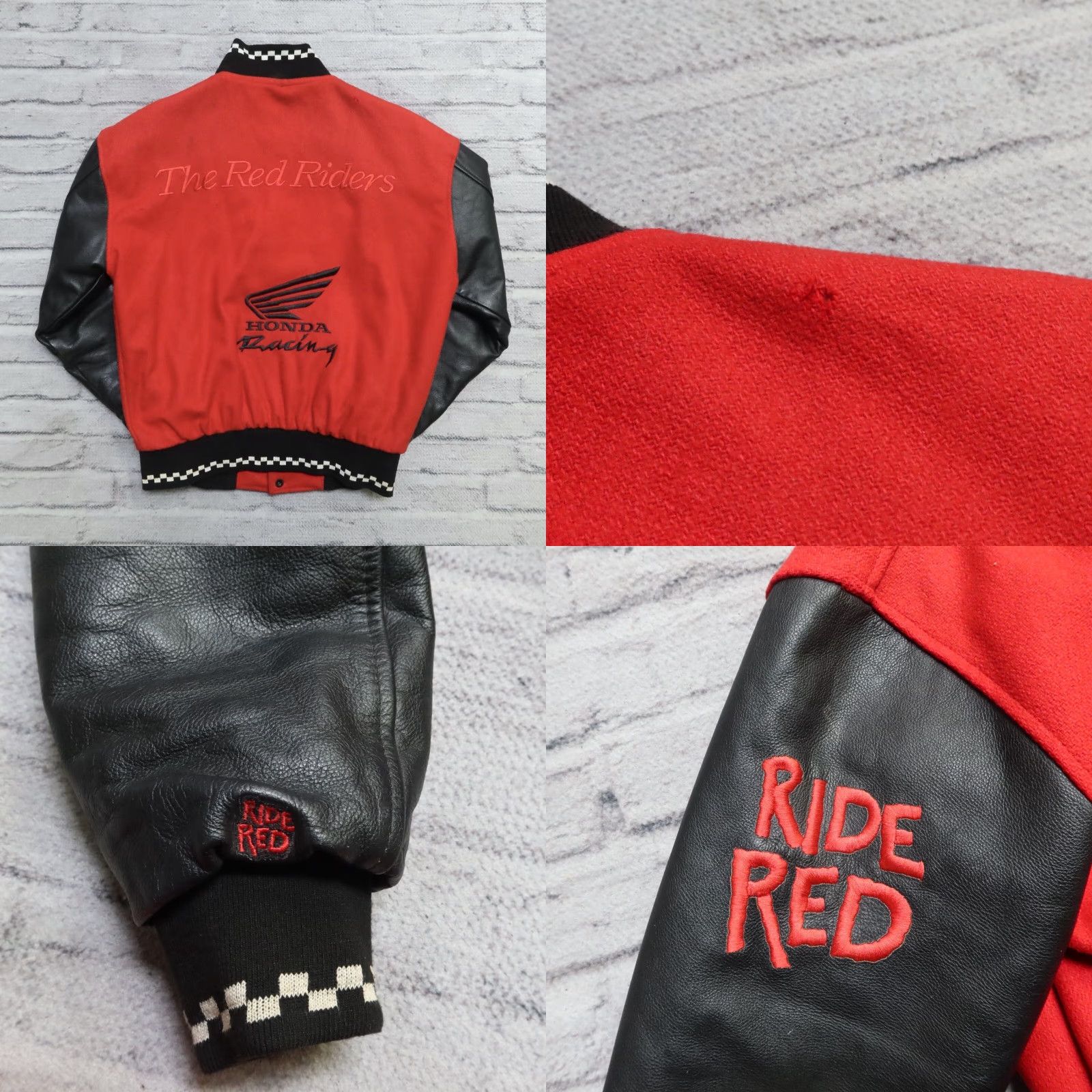 Honda VINTAGE Honda Racing Red Riders Wool Leather Varsity Jacket 90s Size US M / EU 48-50 / 2 - 8 Thumbnail