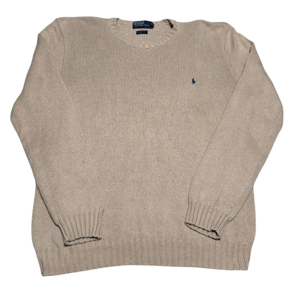 Polo Ralph Lauren × Vintage Vintage Polo Ralph Lauren Cotton Tan Stained Sweater XL Size US XL / EU 56 / 4 - 1 Thumbnail