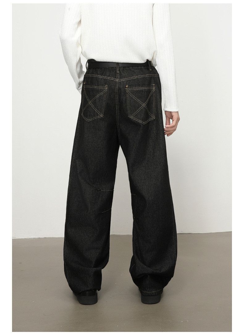 Jean Men's patchwork loose versatile wide-leg curved jeans Size US 32 / EU 48 - 5 Thumbnail