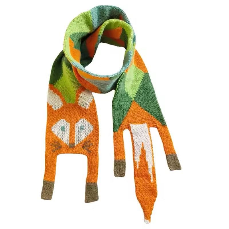 Japanese Brand × Vintage Cartoon Fox Winter Girls Scarf Long Size ONE SIZE - 1 Thumbnail