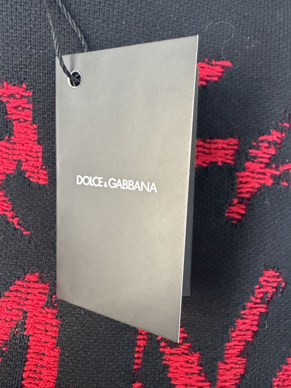 Dolce & Gabbana Dolce and Gabbana Logo Detail Jacquared Sweater Black/Red Size US M / EU 48-50 / 2 - 11 Thumbnail
