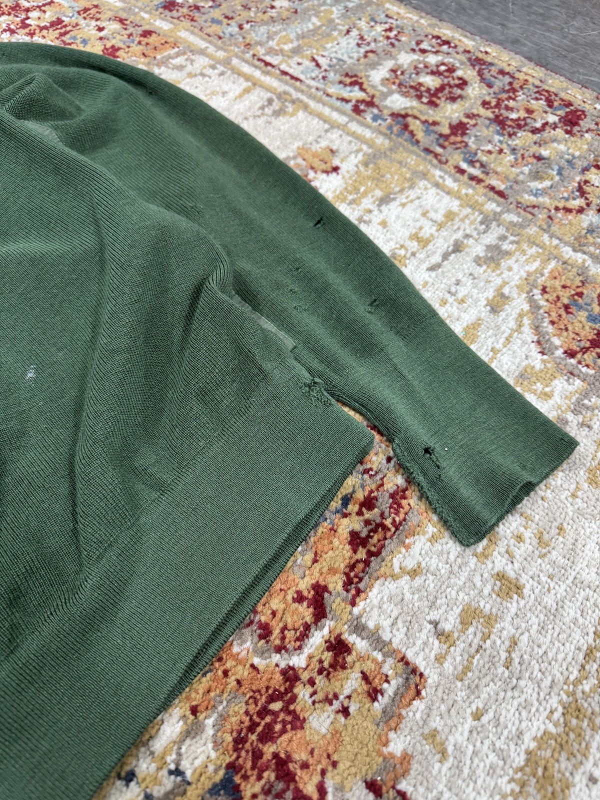 Japanese Brand 80s Polizei Trashed Vintage Wool Knit Sweater Boxy Army Size US L / EU 52-54 / 3 - 2 Thumbnail