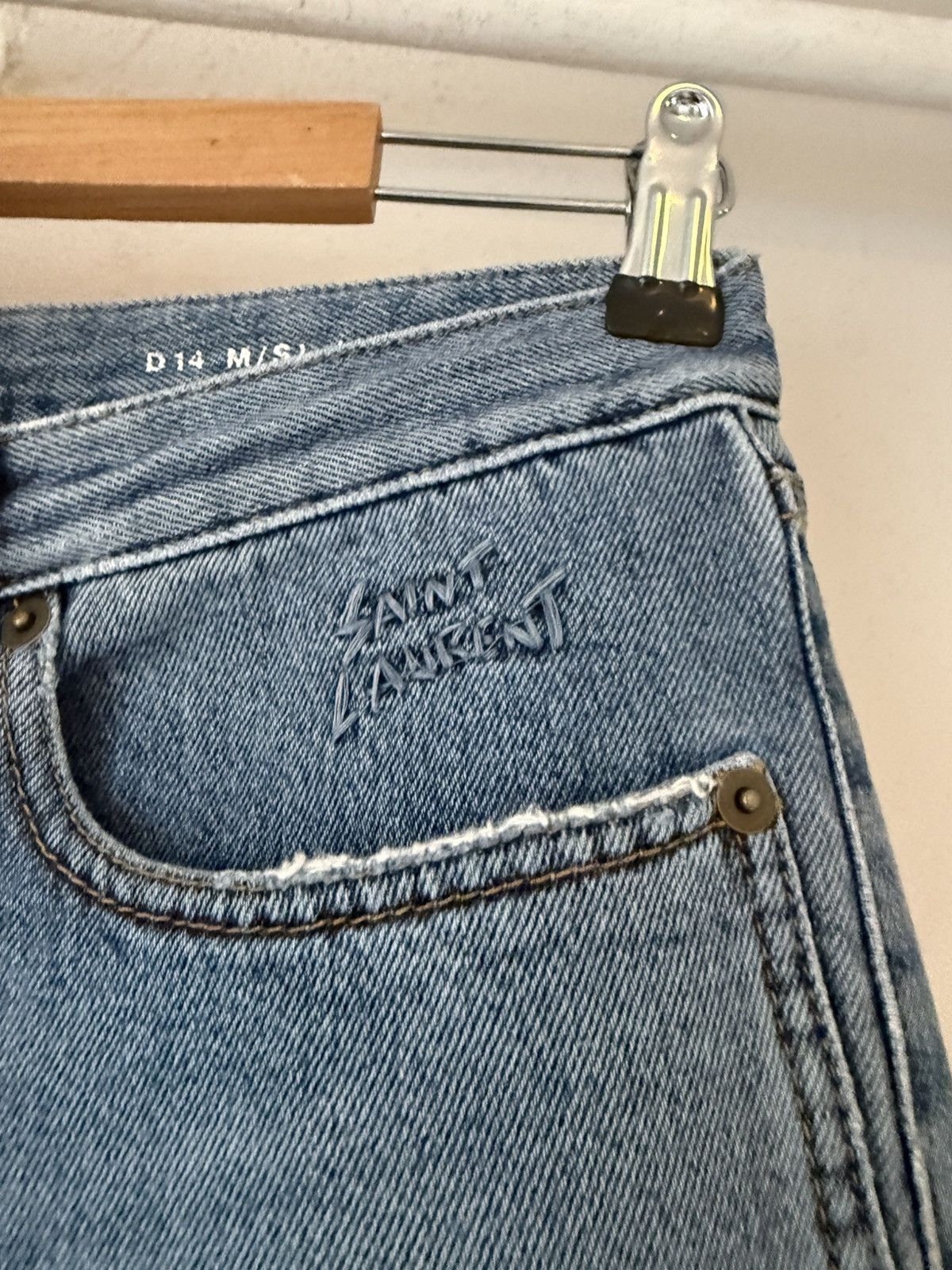 Saint Laurent Paris Saint Laurent Paris Distressed Slim Jeans Blue Denim Size 31 Size US 31 - 8 Thumbnail