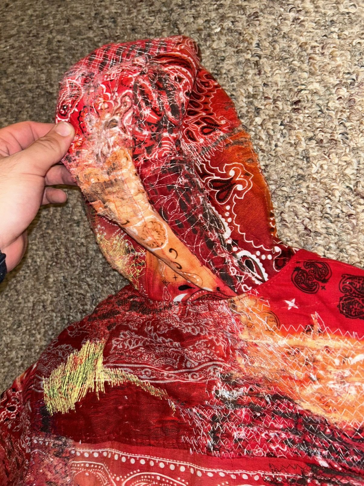 Other 1/1 Your World red bandana distressed repaired work jacket Size US M / EU 48-50 / 2 - 6 Thumbnail
