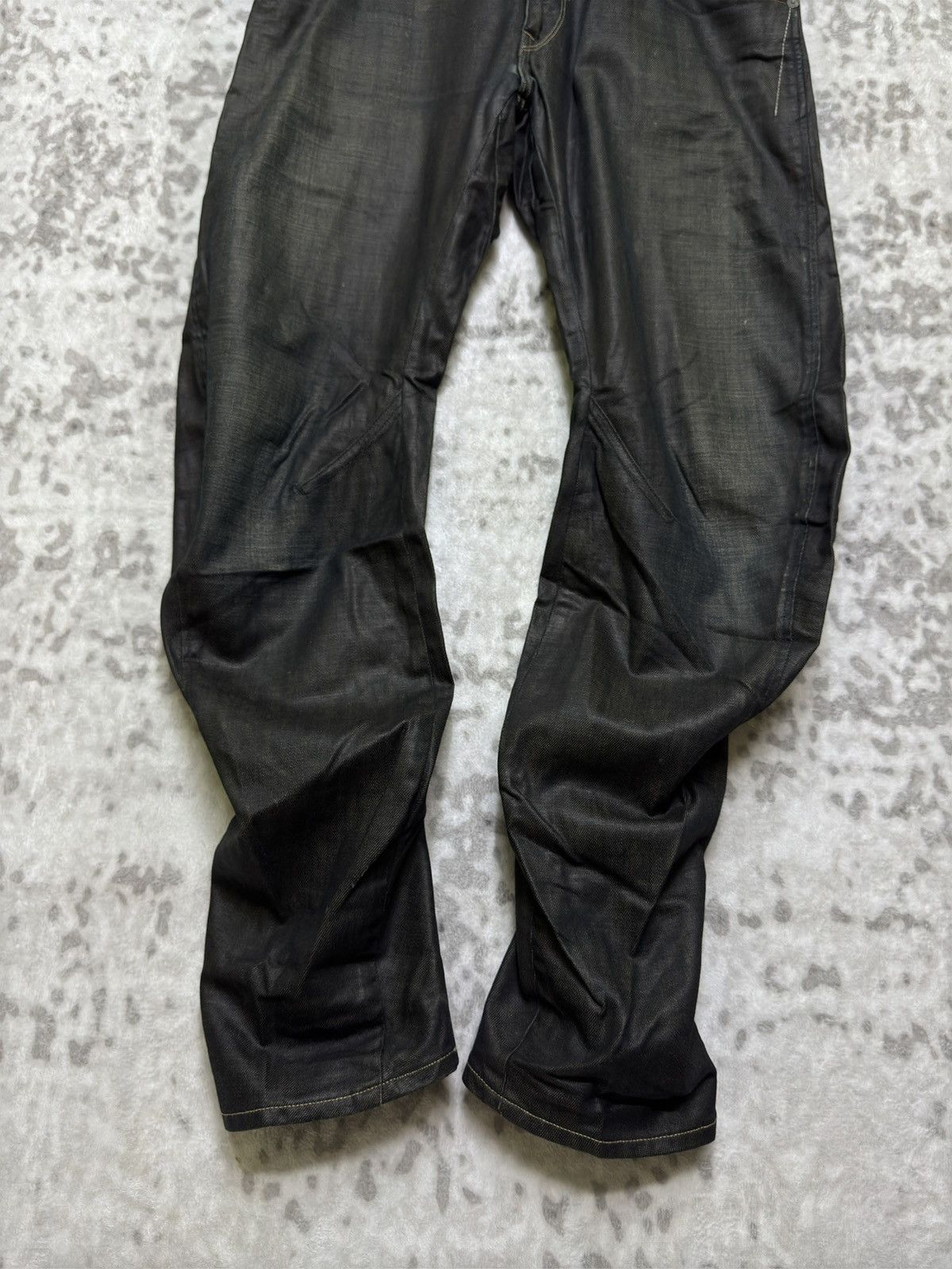 G-Star Vintage G-Star RAW 3301 Waxed Coated Distressed Denim Jeans Size US 31 - 6 Thumbnail