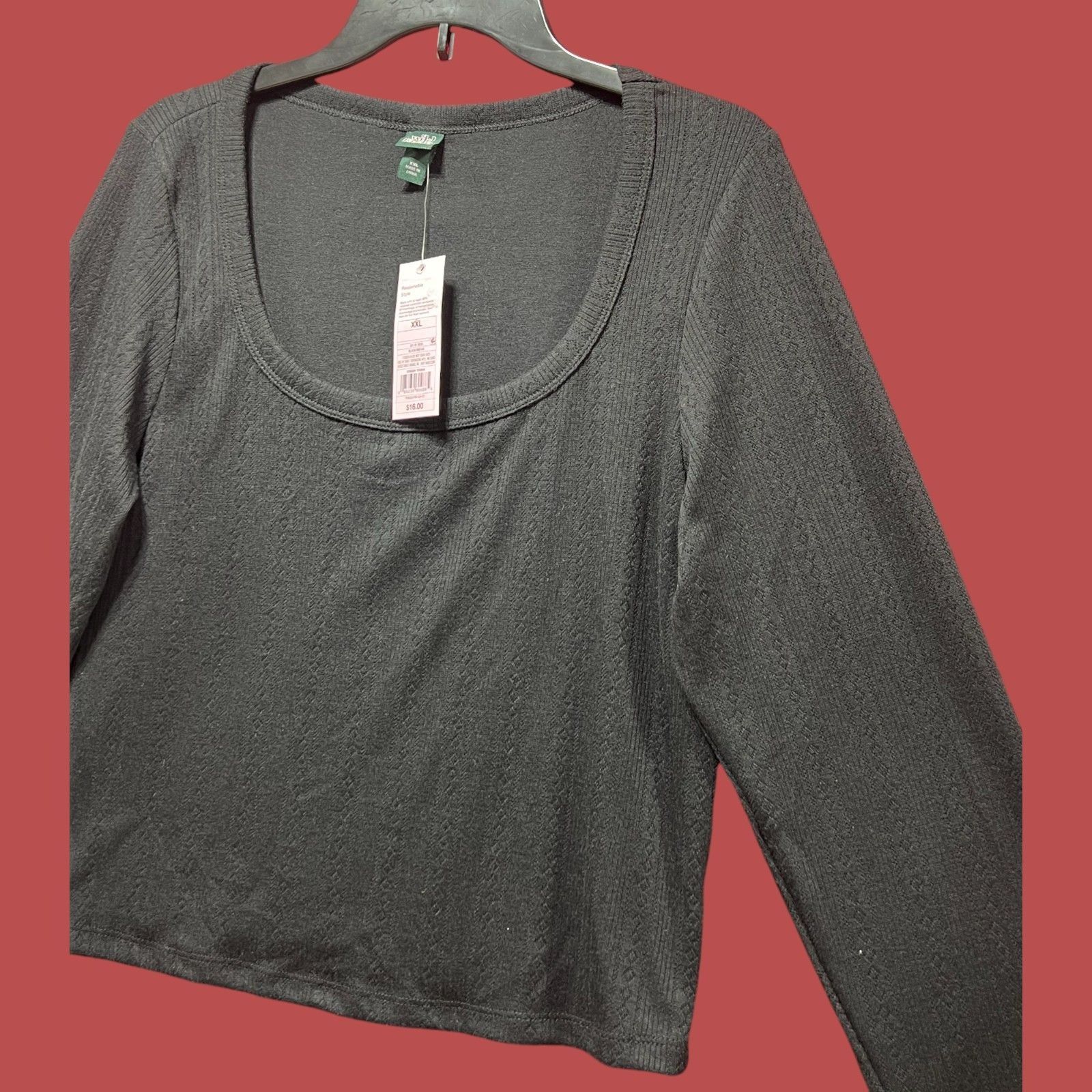 Other Wild Fable - Women's Long Sleeve Pointelle T-Shirt - Black - Size XXL / US 16-18 / IT 52-54 - 12 Thumbnail