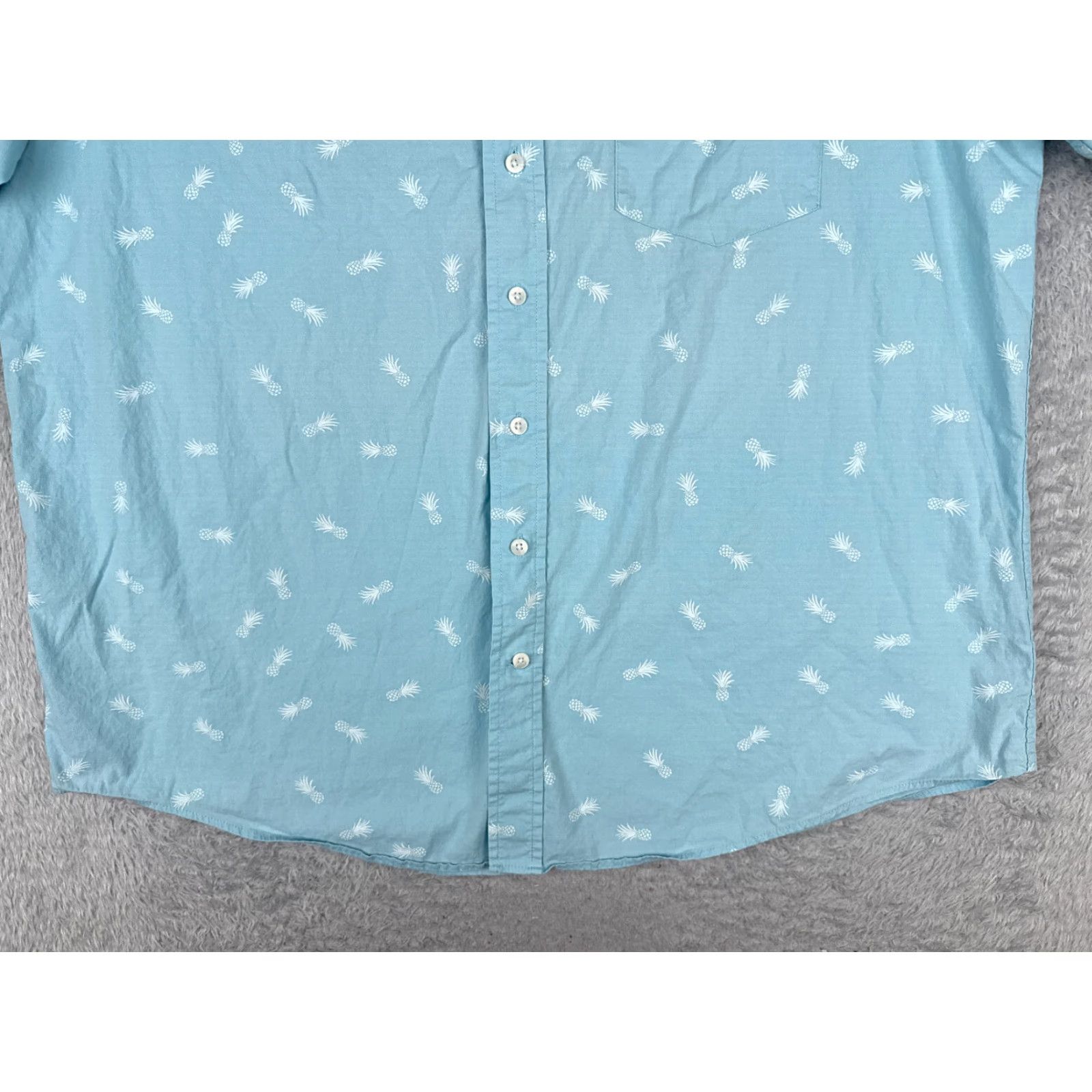 George George Shirt Adult 2XL Blue Pineapple Cotton Blend Hawaiian Classic Fit Button-Up Short Sleeve Mens Size US XXL / EU 58 / 5 - 7 Thumbnail