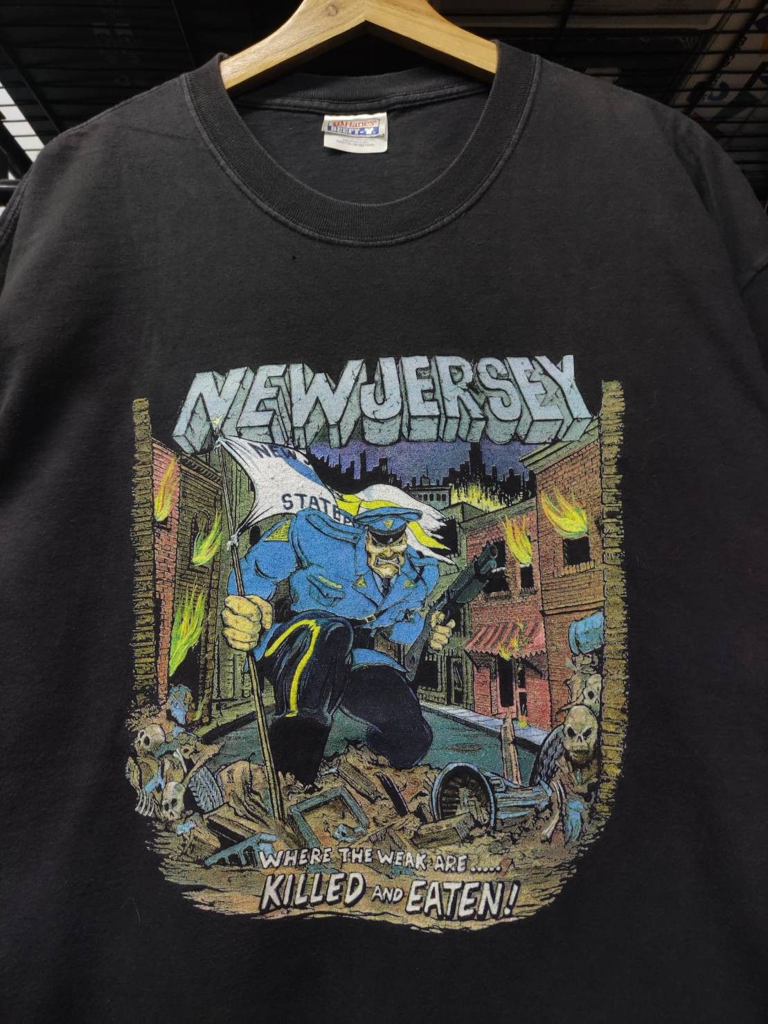 Vintage Vtg 00's New Jersey " Where the weak are killed and eaten! " Size US XL / EU 56 / 4 - 1 Thumbnail