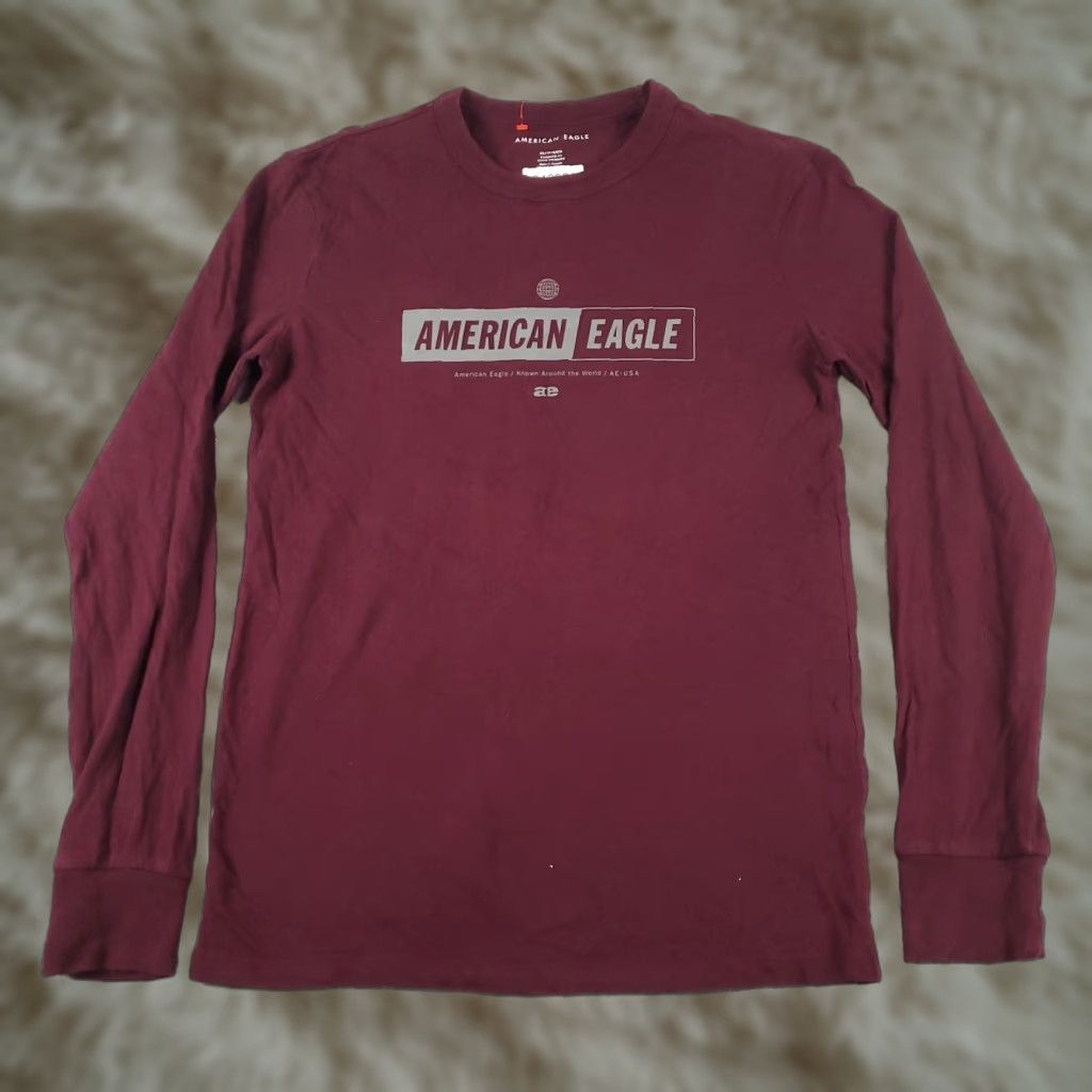 American Eagle Outfitters American Eagle Outfitters T-Shirt Mens XS Burgundy Long Sleeve Adult Crew Neck Warm Casual Shirt Size US XS / EU 42 / 0 - 1 Thumbnail