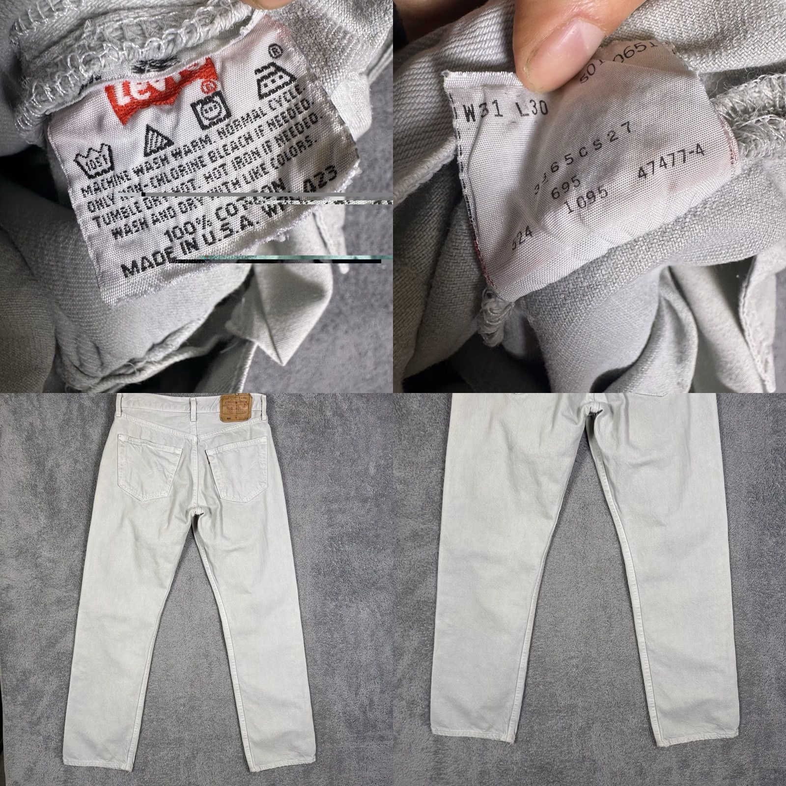 Levi's VINTAGE Levi's 501XX Jeans Men 29x30 USA Made 1995 Button Fly Grunge 90s Gray Size US 31 - 9 Thumbnail