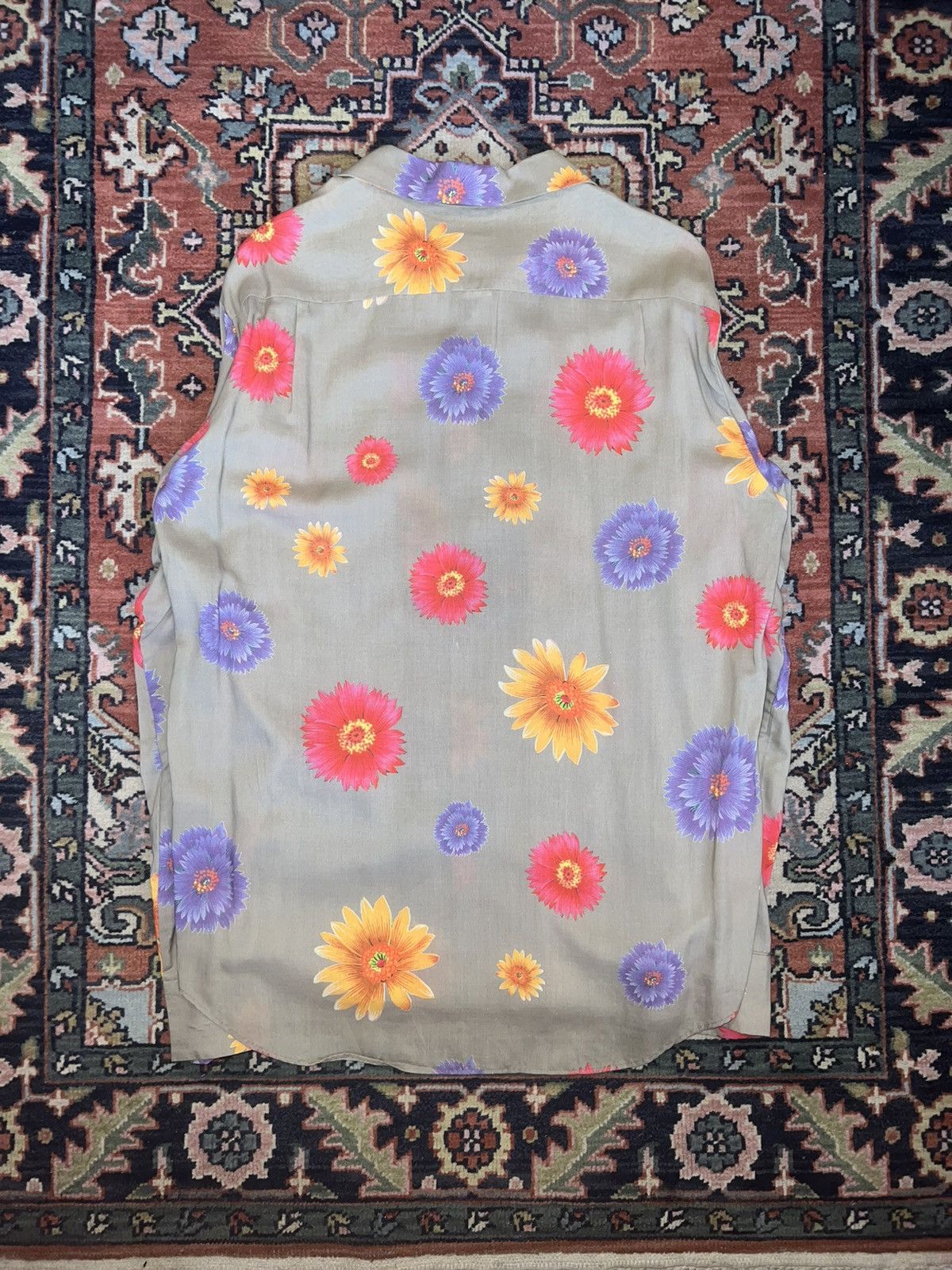 Yohji Yamamoto Yohji Yamamoto Pour Homme SS02 Rayon Floral Print Button Up Size US L / EU 52-54 / 3 - 3 Thumbnail