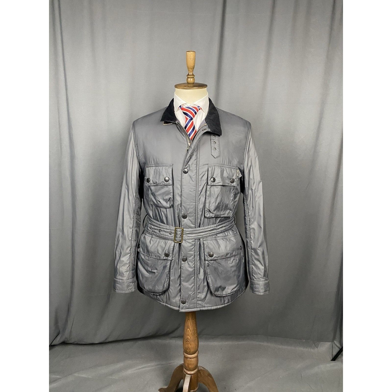 Barbour Barbour International Men's Gray Padded Belted Motorcycle Ja Size US XL / EU 56 / 4 - 3 Thumbnail