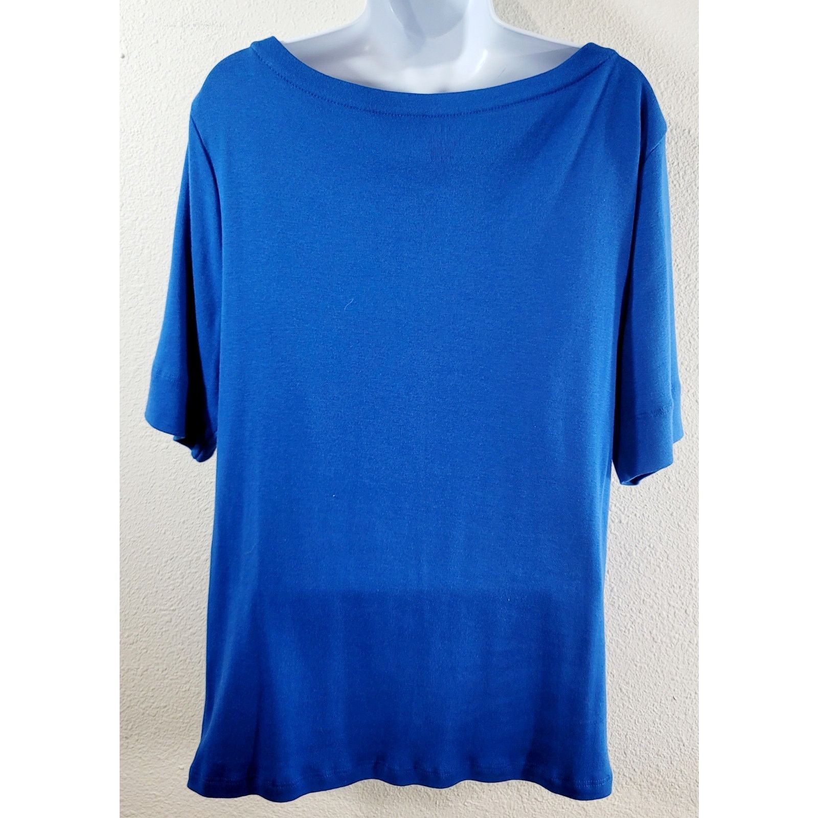 Chicos Chico's Blue Ultimate Tee Boat Collar Short Sleeve Top 2 L Size L / US 10 / IT 46 - 3 Thumbnail