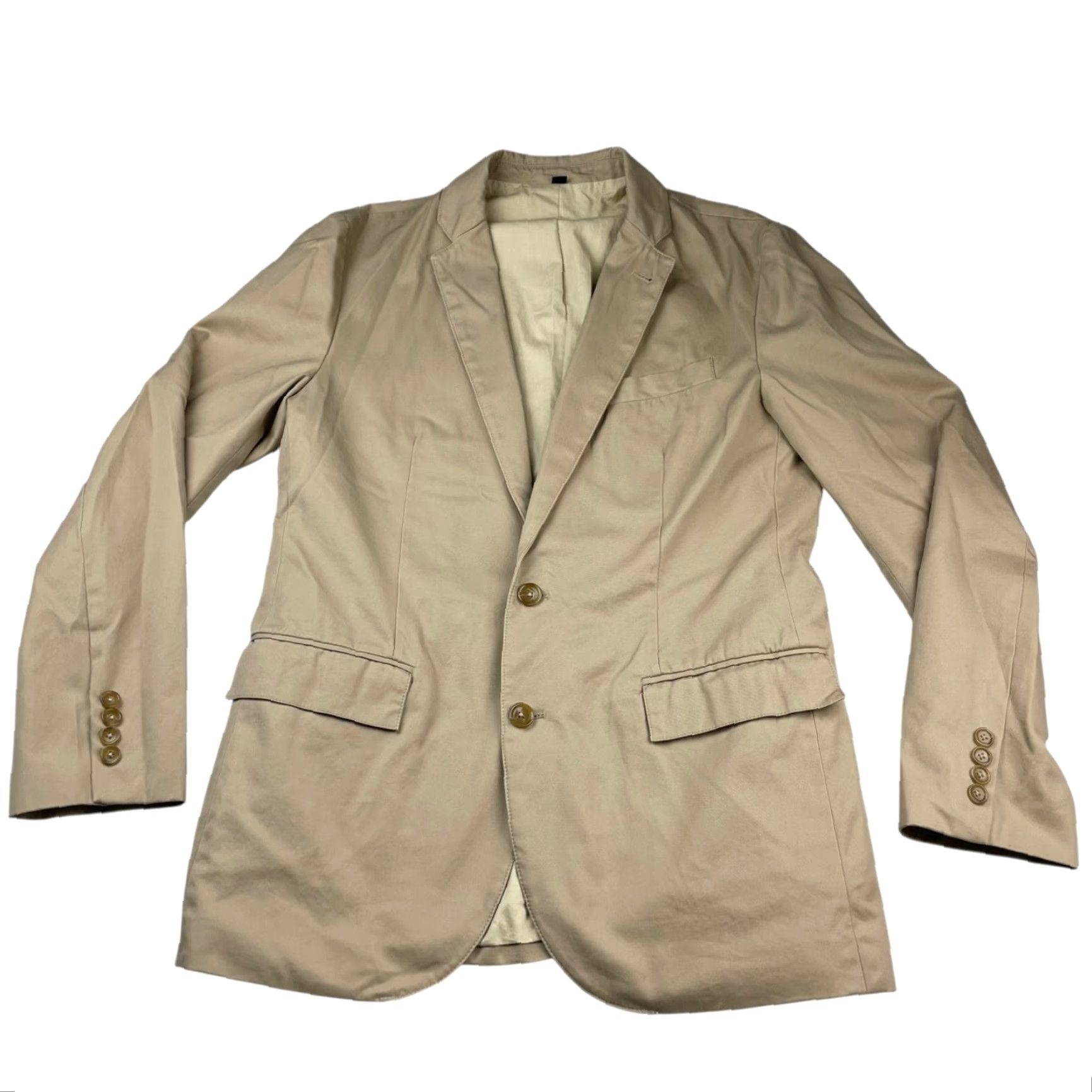 J.CREW Blazer Men Medium Beige 100% Cotton 2-Button Chino Khaki Mens