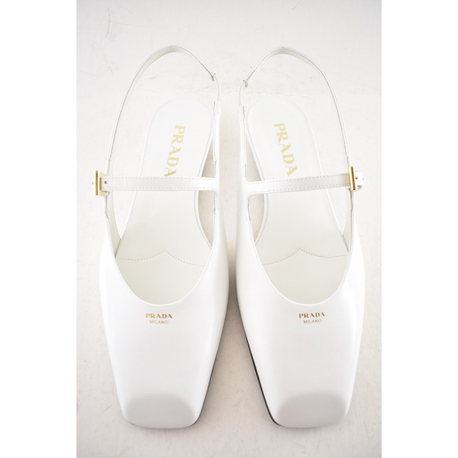 Prada Prada White Leather Mary Jane Slingback Flat 39 Size US 9 / IT 39 - 8 Thumbnail