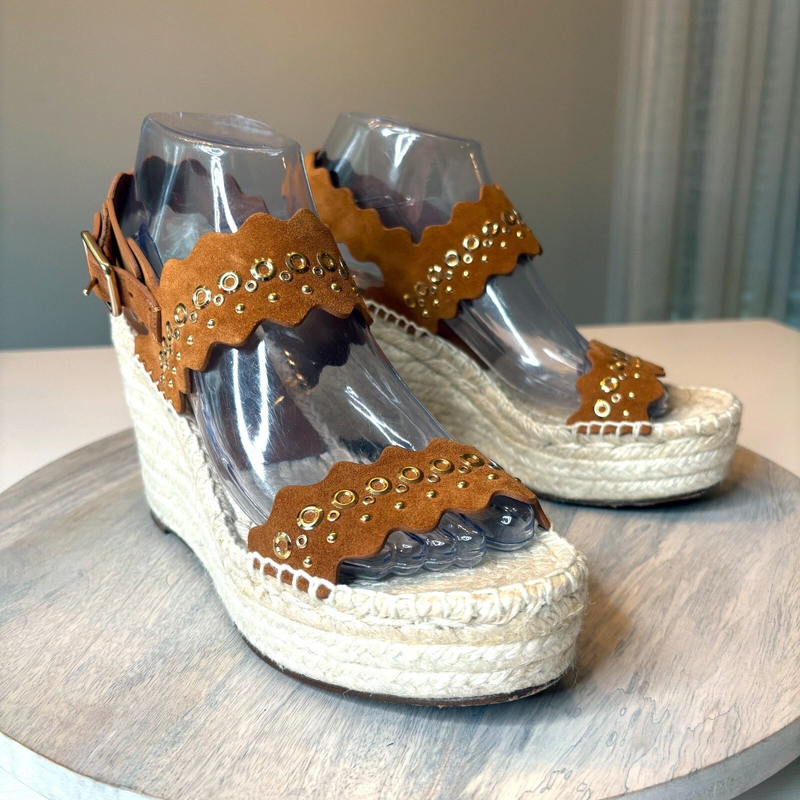 Chloe Chloe Lauren Wedge Espadrille Tan Suede Sandals EU 38 US 8 Size US 8 / IT 38 - 1 Thumbnail