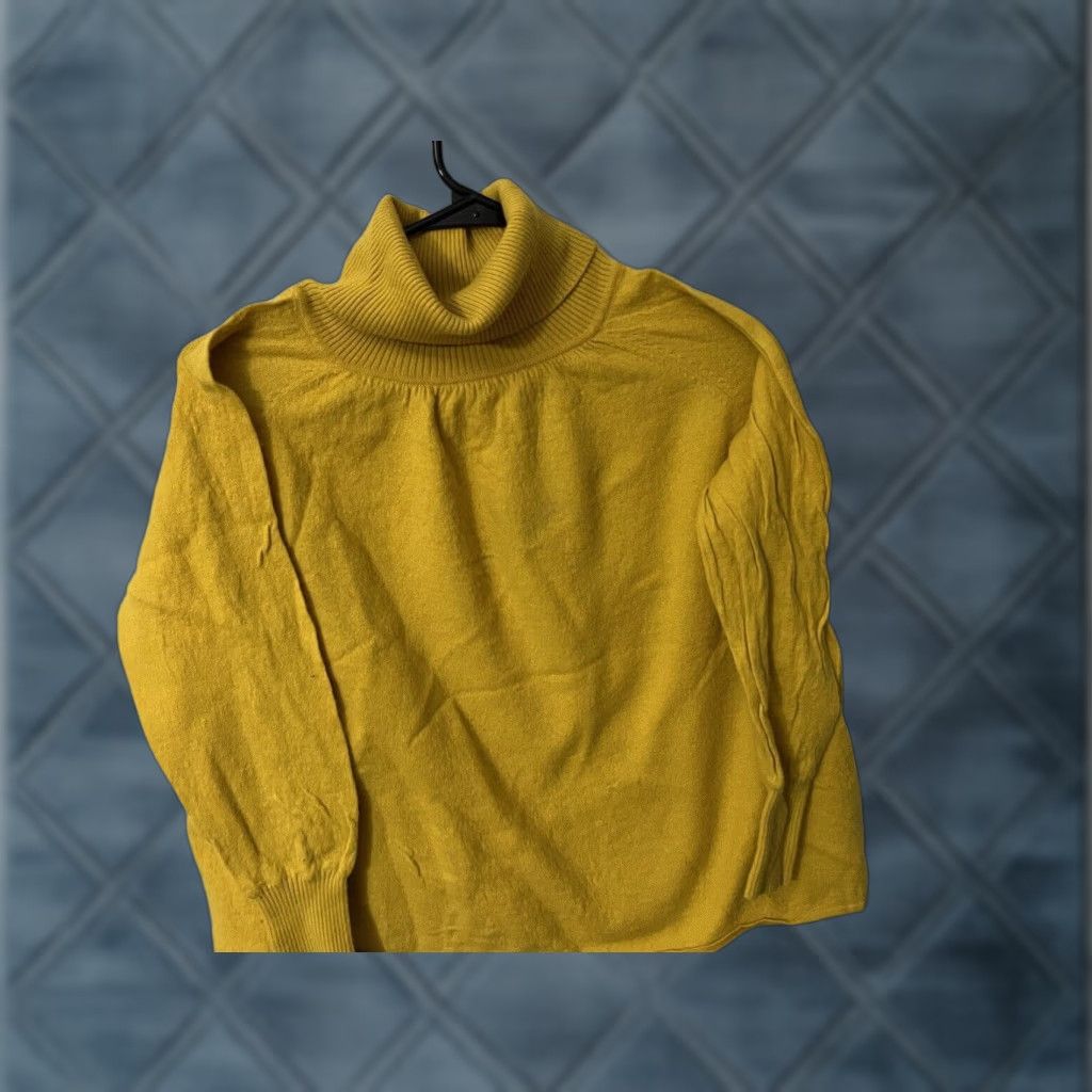 Vintage VINTAGE Catherine Malandrino Women's Sweater Turtleneck Pullover Long Sleeve Cashmere Wool Silk S Yellow Thinker Size S / US 4 / IT 40 - 1 Thumbnail