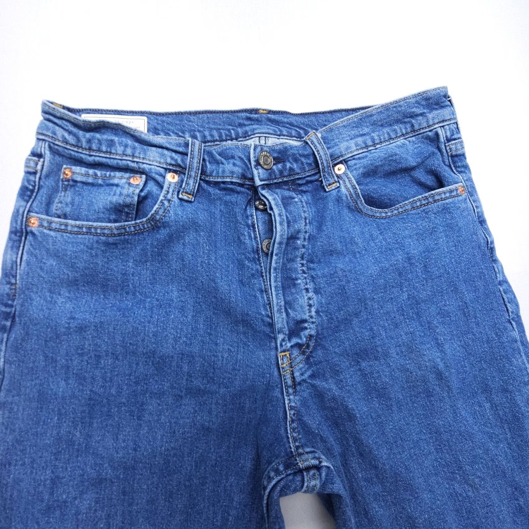 Gap Gap 1969 Jeans 31x26 High Rise Straight Blue Button Fly 5-Pocket Denim Stretch Comfort Women Regular XS-Plus? (Oops) Size 34" / US 12 / IT 48 - 4 Thumbnail