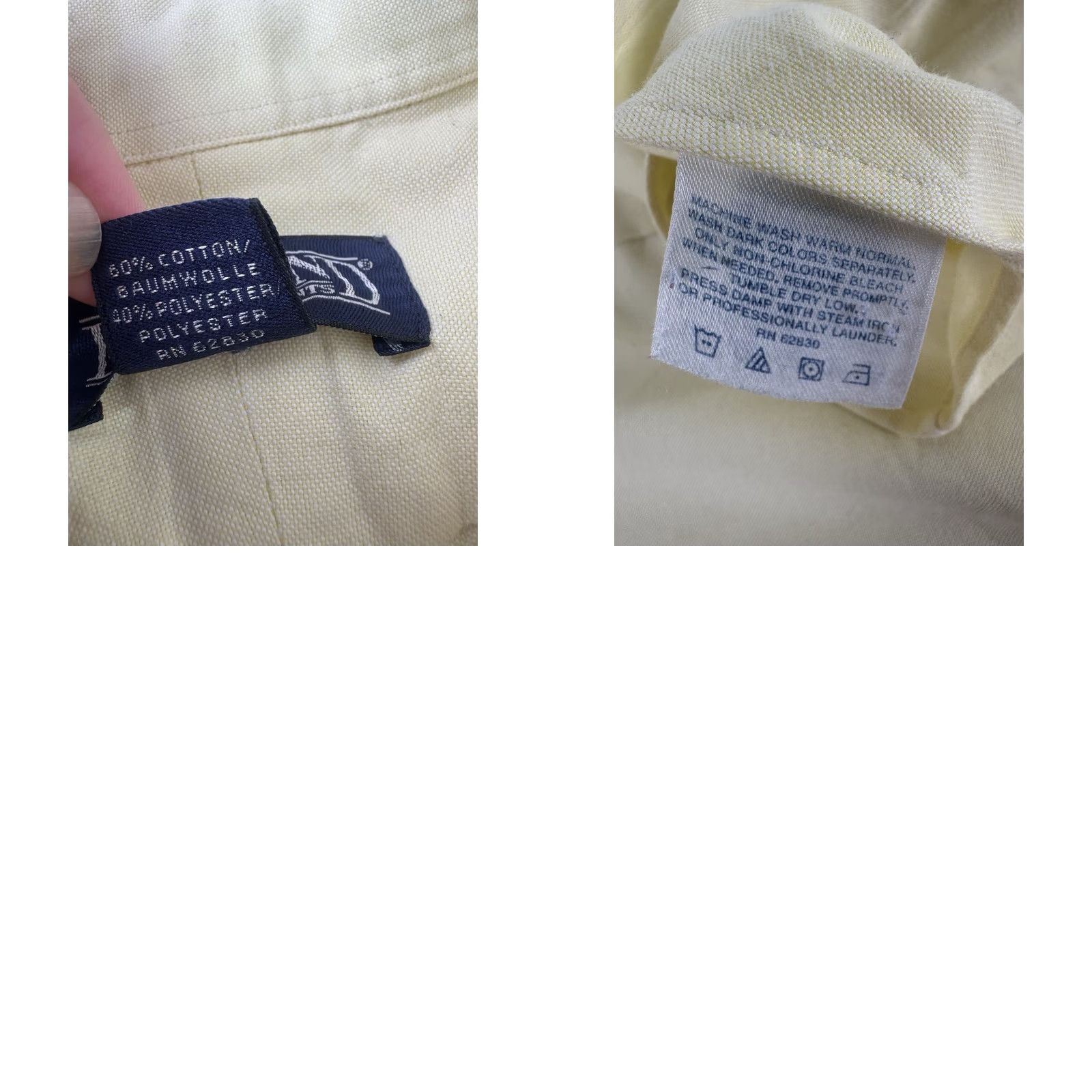 Lands' End Lands' End Dress Shirt Men 17X33 Yellow Button-Down Collar Long Sleeve Pockets Cotton Polyester Regular Size 46R - 8 Thumbnail