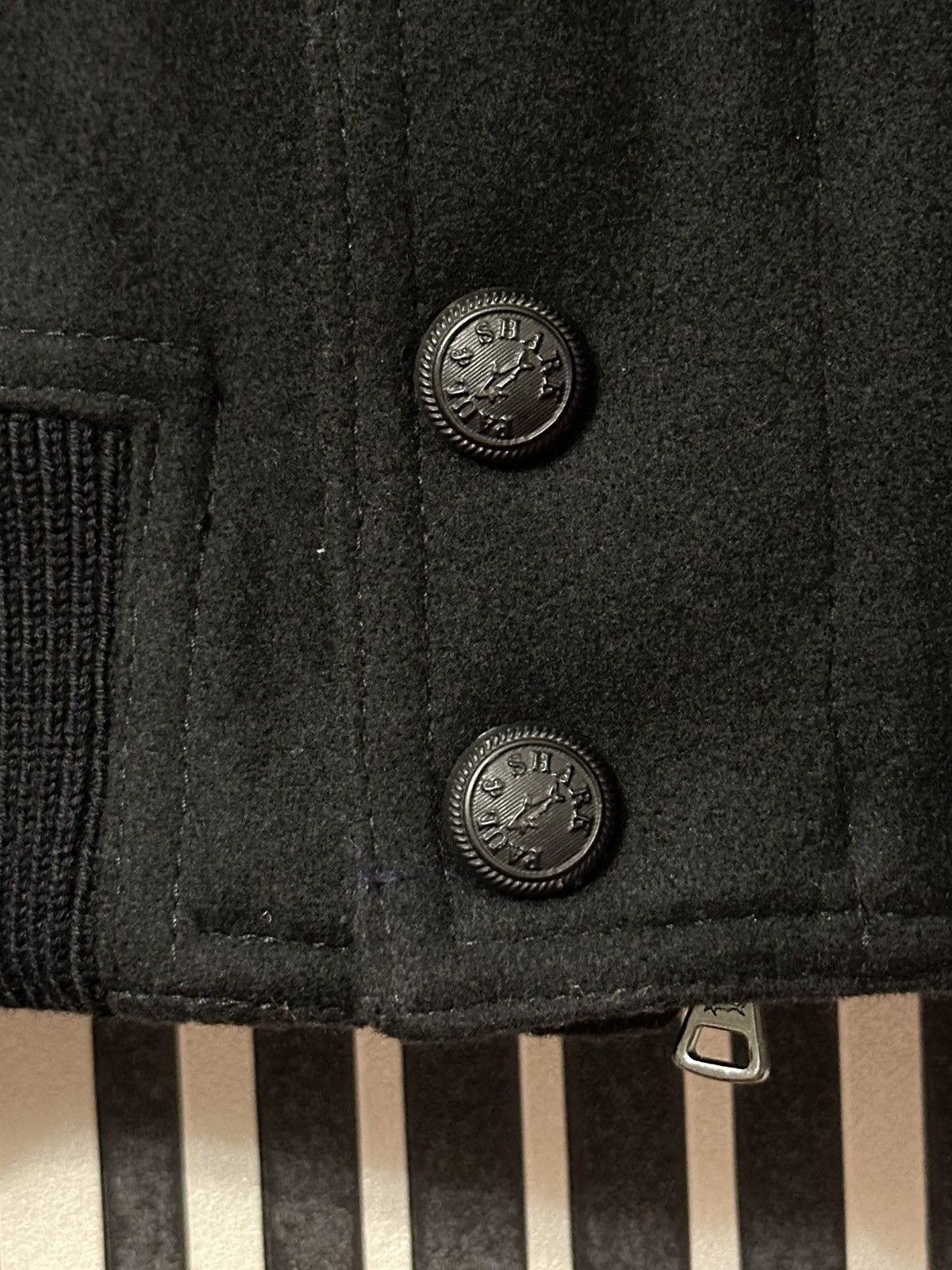 Paul Shark Woolen Classic Italian Black Bomber Jacket