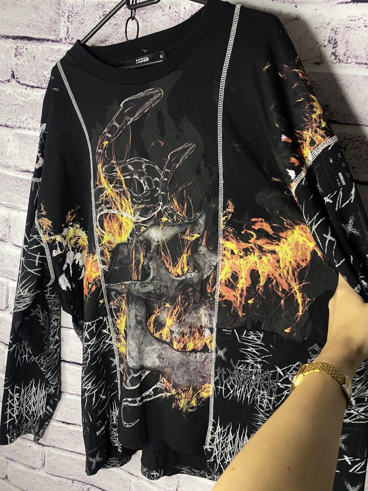 Jaded London Mens Jaded London Overprint Logo Anarchy Long-Sleeve Size US XL / EU 56 / 4 - 5 Thumbnail