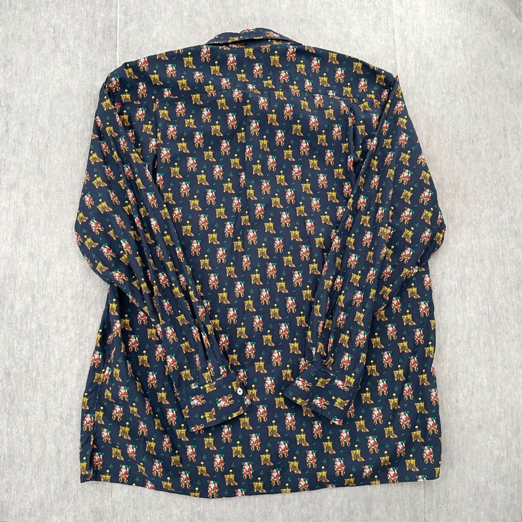 Vintage VINTAGE Maus & Hoffman Shirt Men Large Blue Santa Claus Print Button-Up Long Sleeve Holiday Georgia Pattern Fall Winter Spring Summer Size US L / EU 52-54 / 3 - 2 Thumbnail