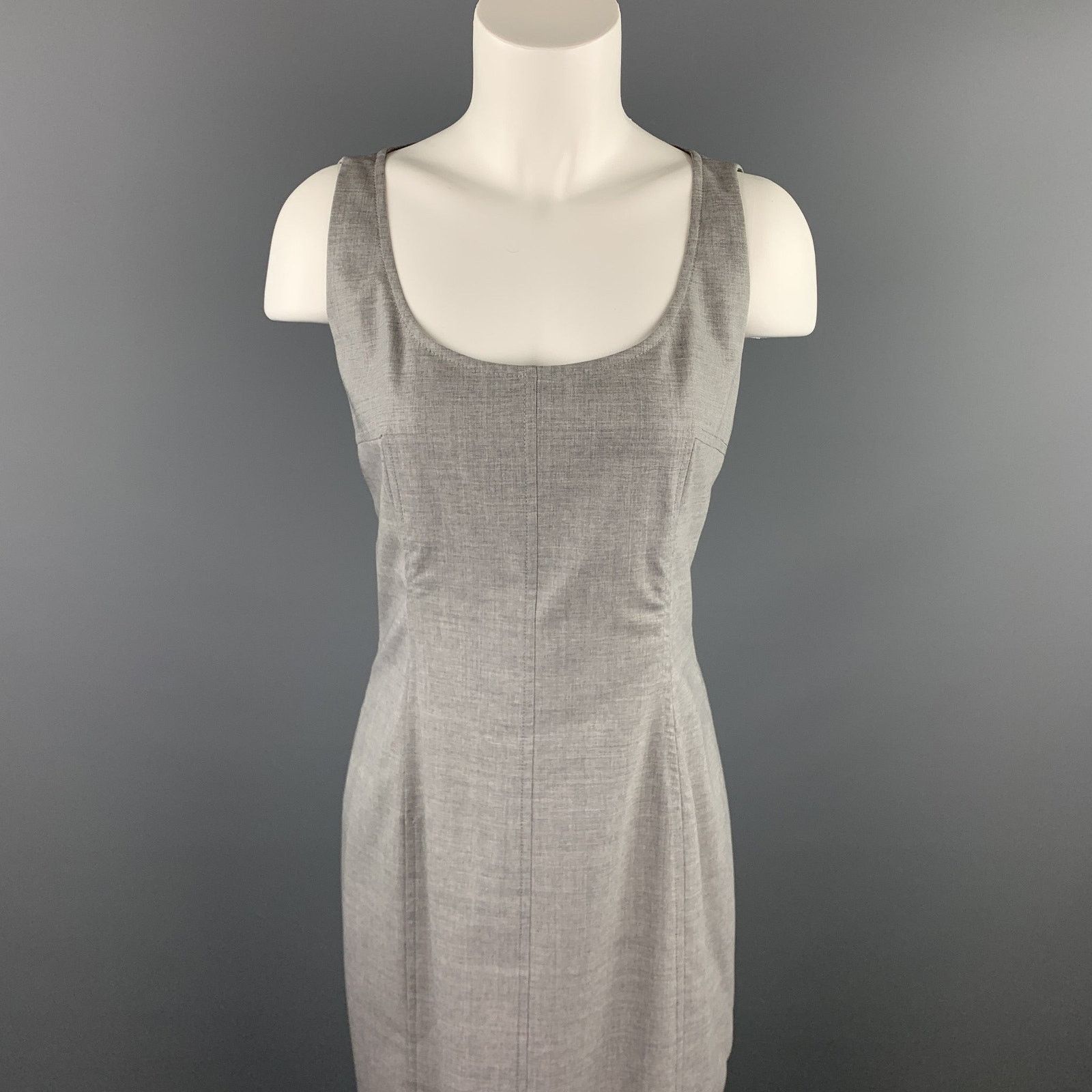 Akris AKRIS Size 6 Grey Heather Viscose Scoop Neck Shift Dress Size M / US 6-8 / IT 42-44 - 2 Thumbnail