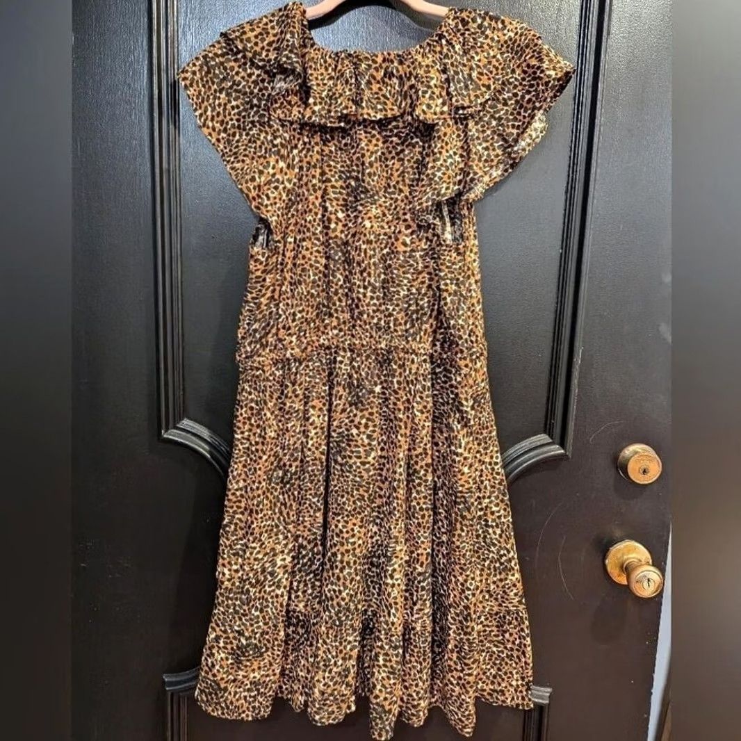 Old Navy Old Navy Leopard Print Ruffle V-Neck Flutter Sleeve Tiered Dress Sz L Mobwife Size L / US 10 / IT 46 - 8 Thumbnail