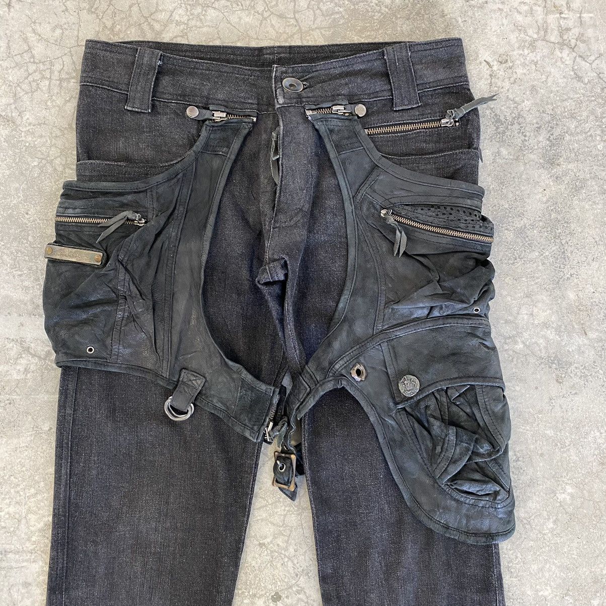 14th Addiction 14th Addiction Holster Hybrid Leather Slim Fit Black Jeans Size US 29 - 16 Thumbnail
