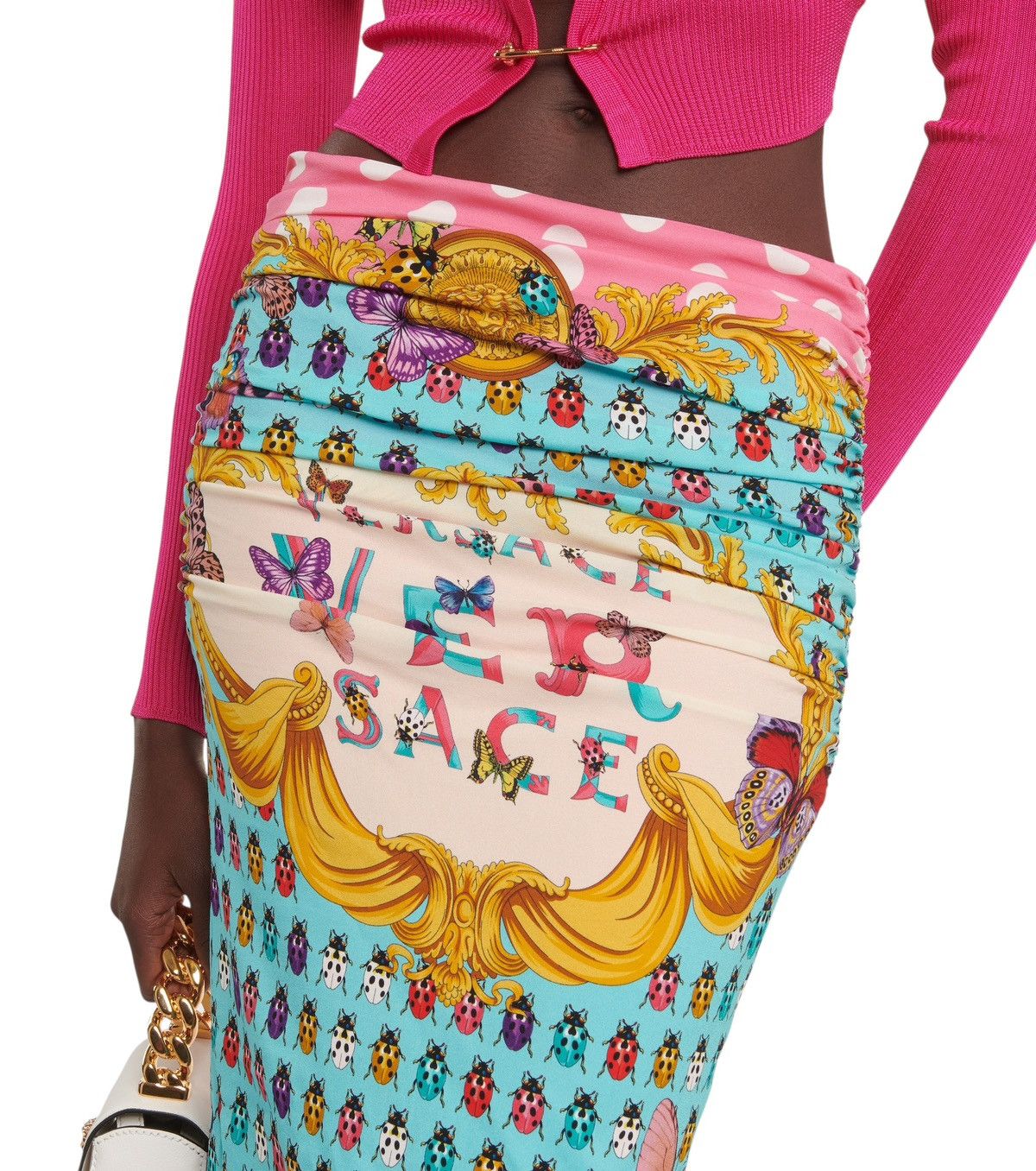Versace Versace ruched polka-dot pencil skirt with baroque print Size 25" / US 0 / IT 36 - 5 Thumbnail