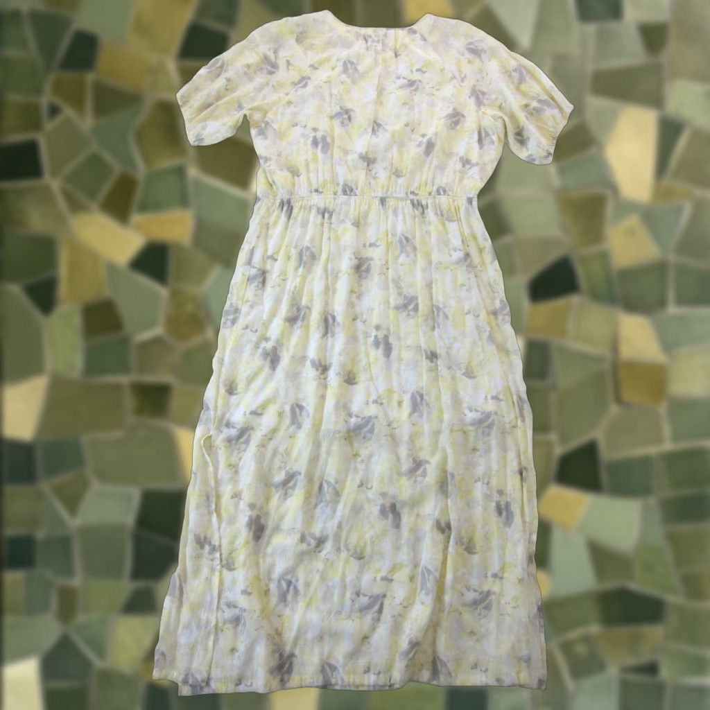 Nine West Nine West Yellow Floral Rayon Short Sleeve Maxi Dress Lined Large Women Size 36" / US 14 / IT 50 - 1 Thumbnail