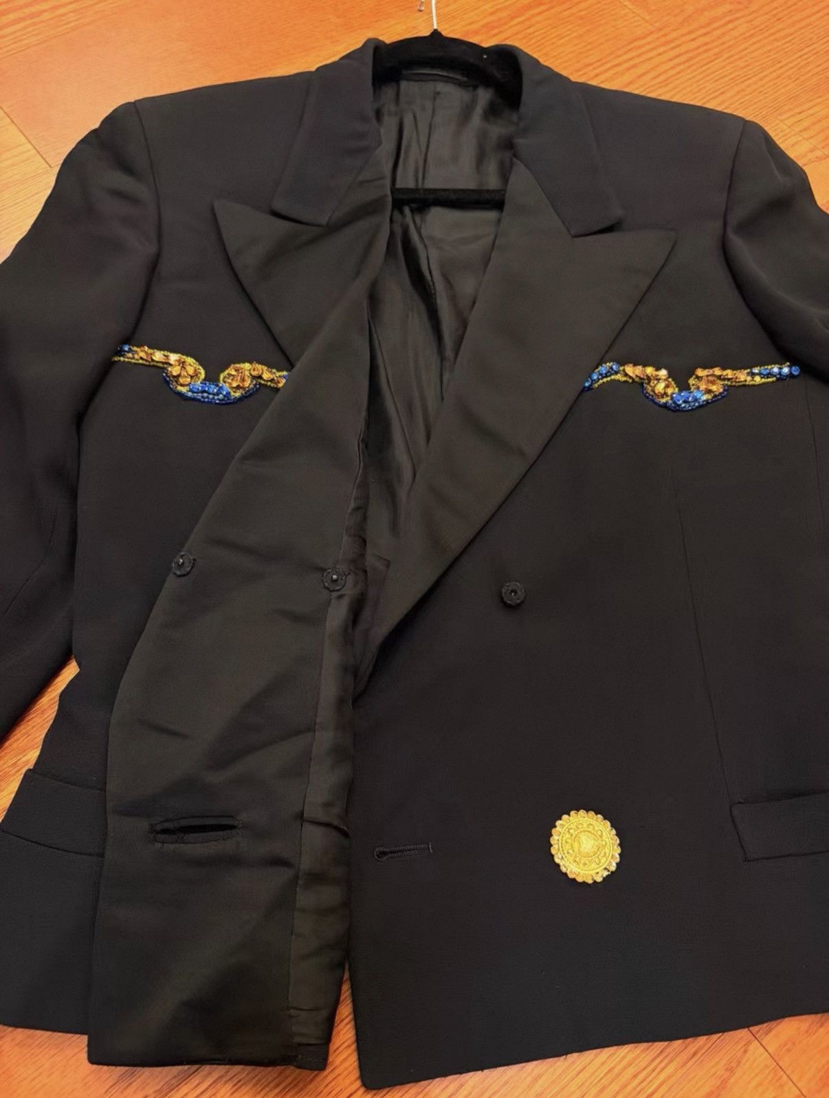 Versace Vintage Gianni Versace black rhinestone embellished blazer Size M / US 6-8 / IT 42-44 - 5 Thumbnail