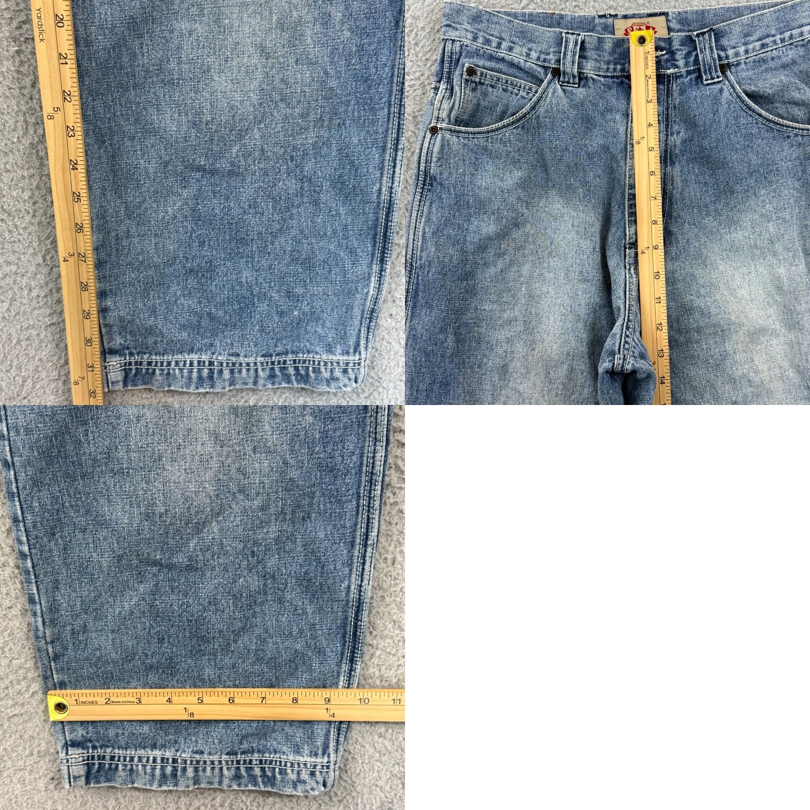 Denime Vintage PJ Mark Jeans Men 32x32 Blue Wide-Leg Baggy Loose Straight Leg Denim Y2K Jeans Size US 32 / EU 48 - 9 Thumbnail