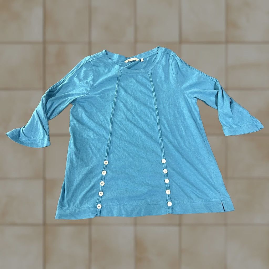 Soft Surroundings Soft Surroundings Shirt Womens PXL Blue 3/4 Sleeve Button Tunic Cotton Top Size XL / US 12-14 / IT 48-50 - 1 Thumbnail