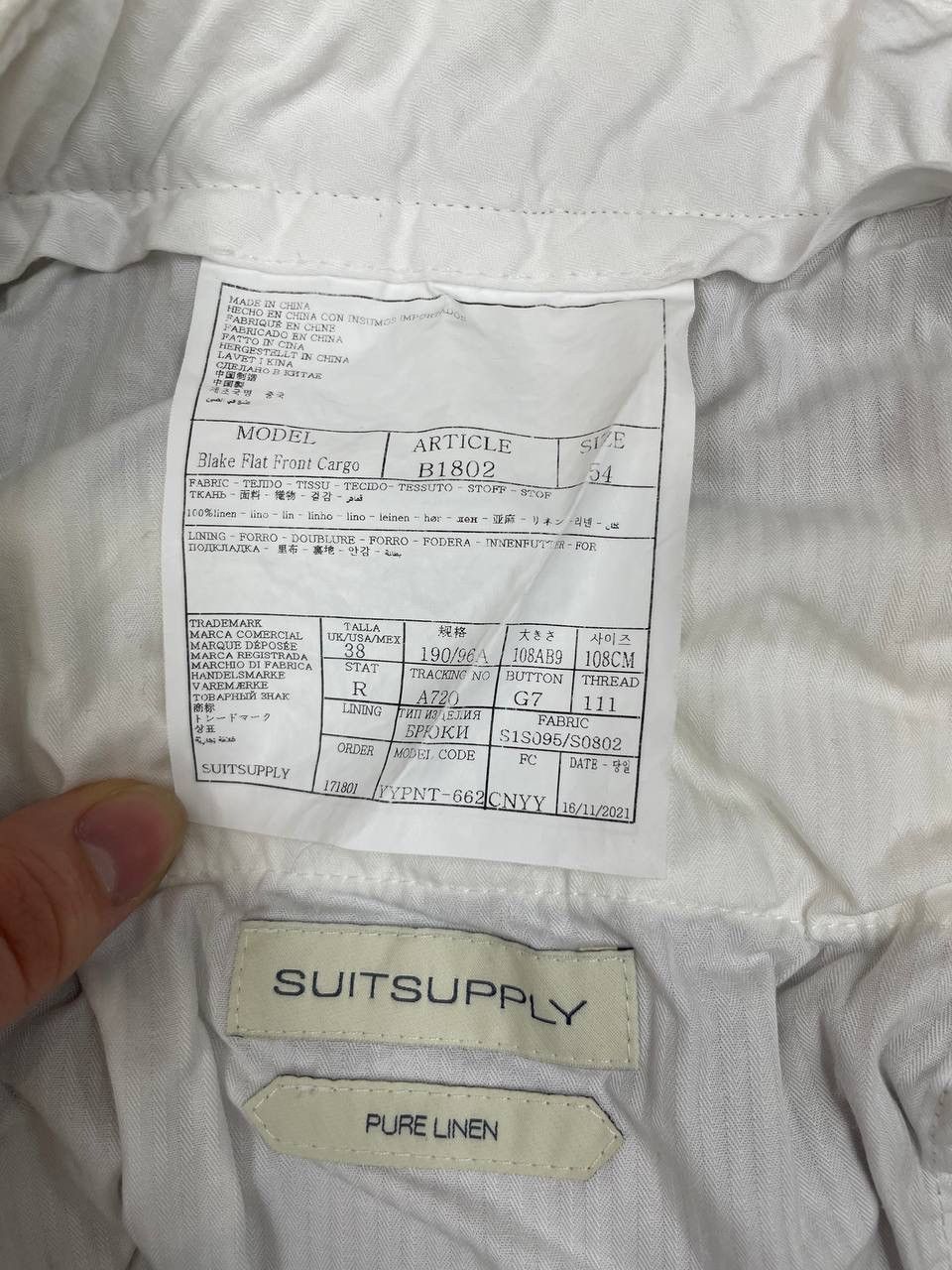 Suitsupply Suitsupply Men Pure Linen Cargo Pants Blake Flat Front White Size US 38 / EU 54 - 12 Thumbnail