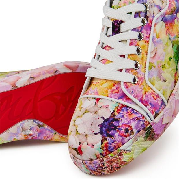 Christian Louboutin Vieira Floral-Print Satin Sneakers Size US 9 / IT 39 - 6 Thumbnail
